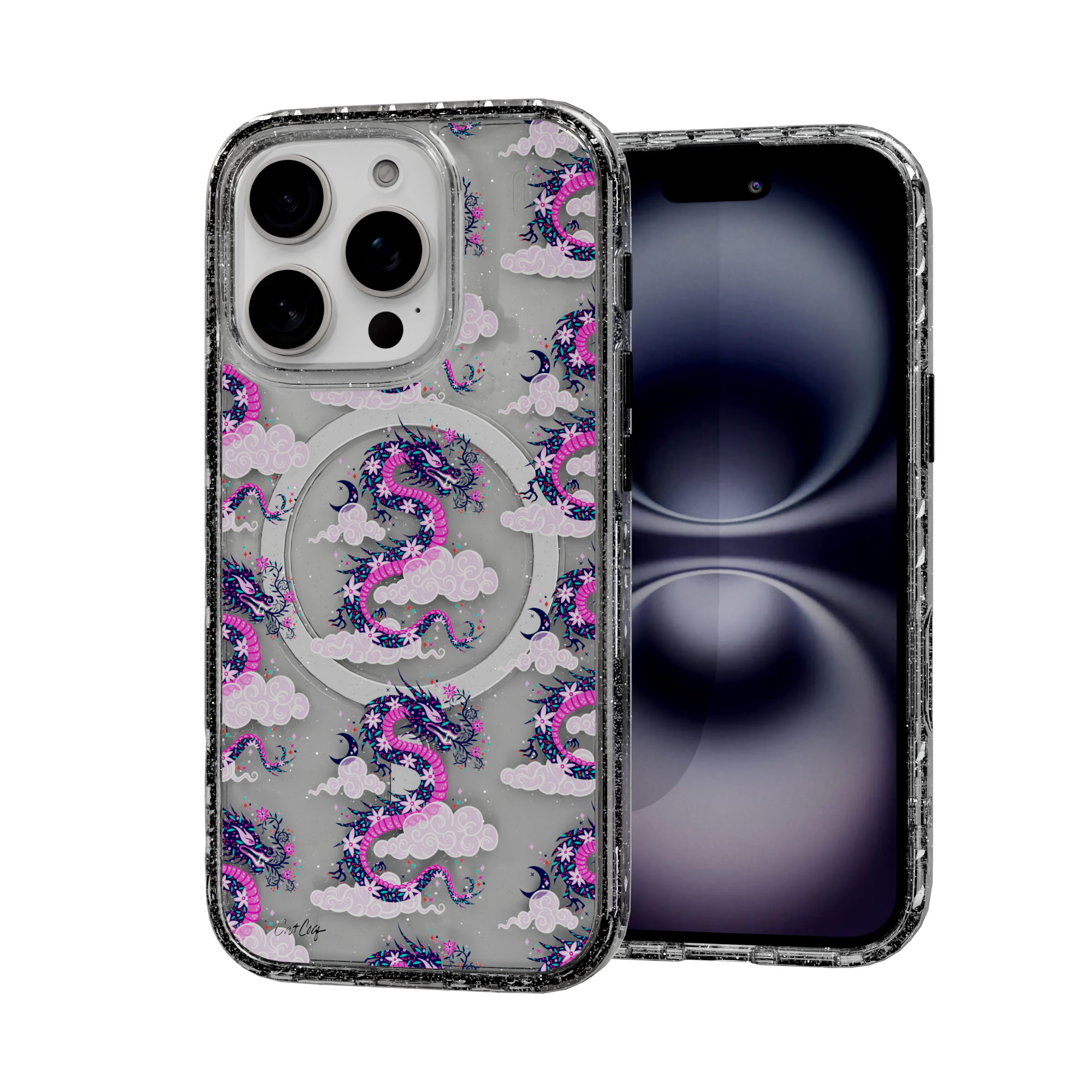 Dream Dragon by CatCoq | iPhone 16 Series |  MagSafe® Case iPhone 16 Pro / Crystal Clear Sparkle