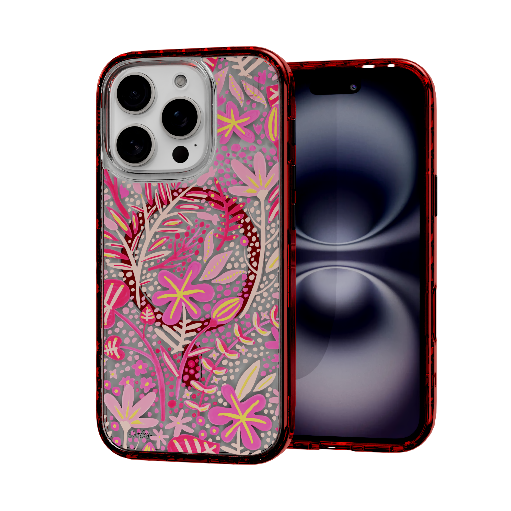 Garden Pink by CatCoq | iPhone 16 Series |  MagSafe® Case iPhone 16 Pro / Lava Red