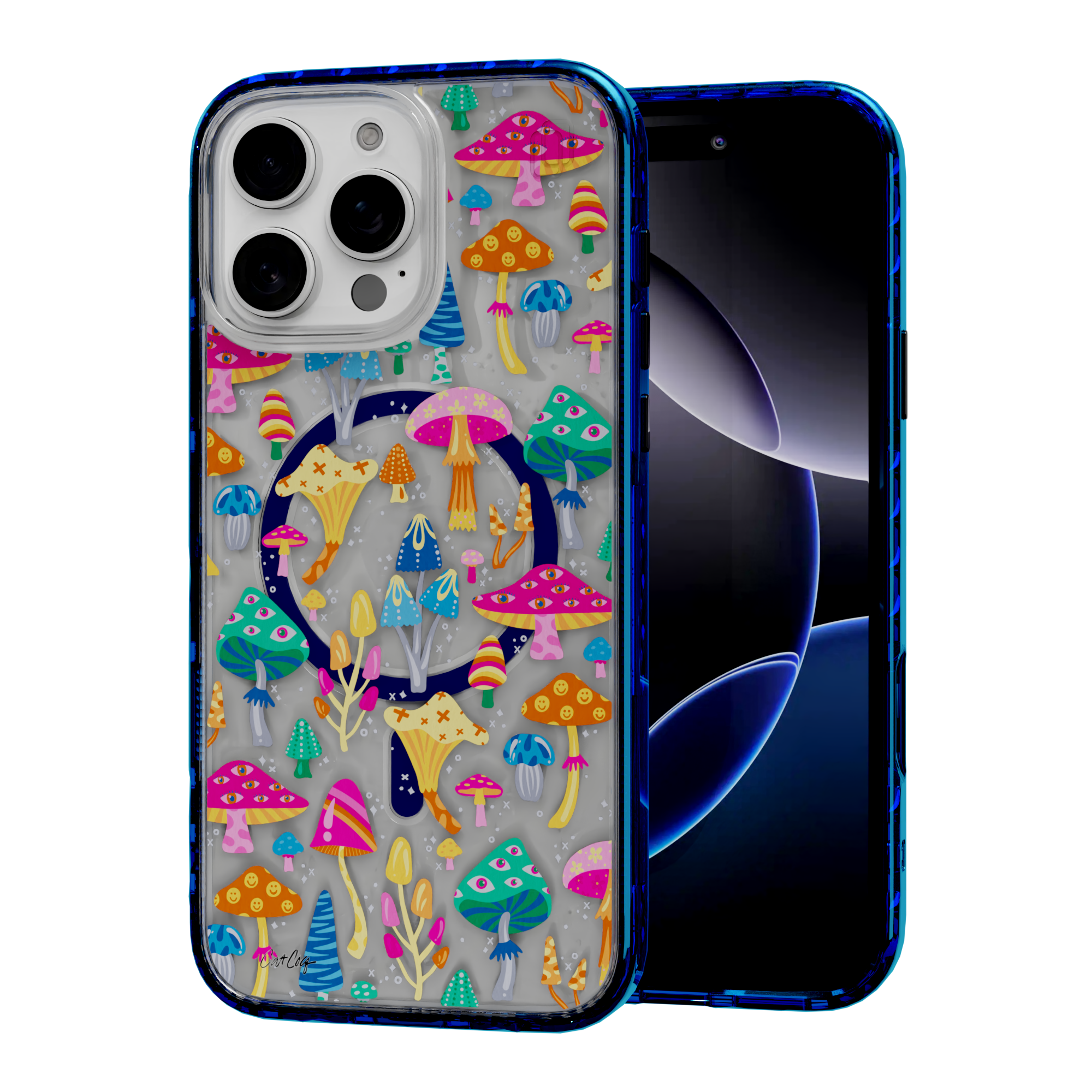 Mystic Mushrooms by CatCoq | iPhone 16 Series |  MagSafe® Case iPhone 16 Pro Max / Bermuda Blue