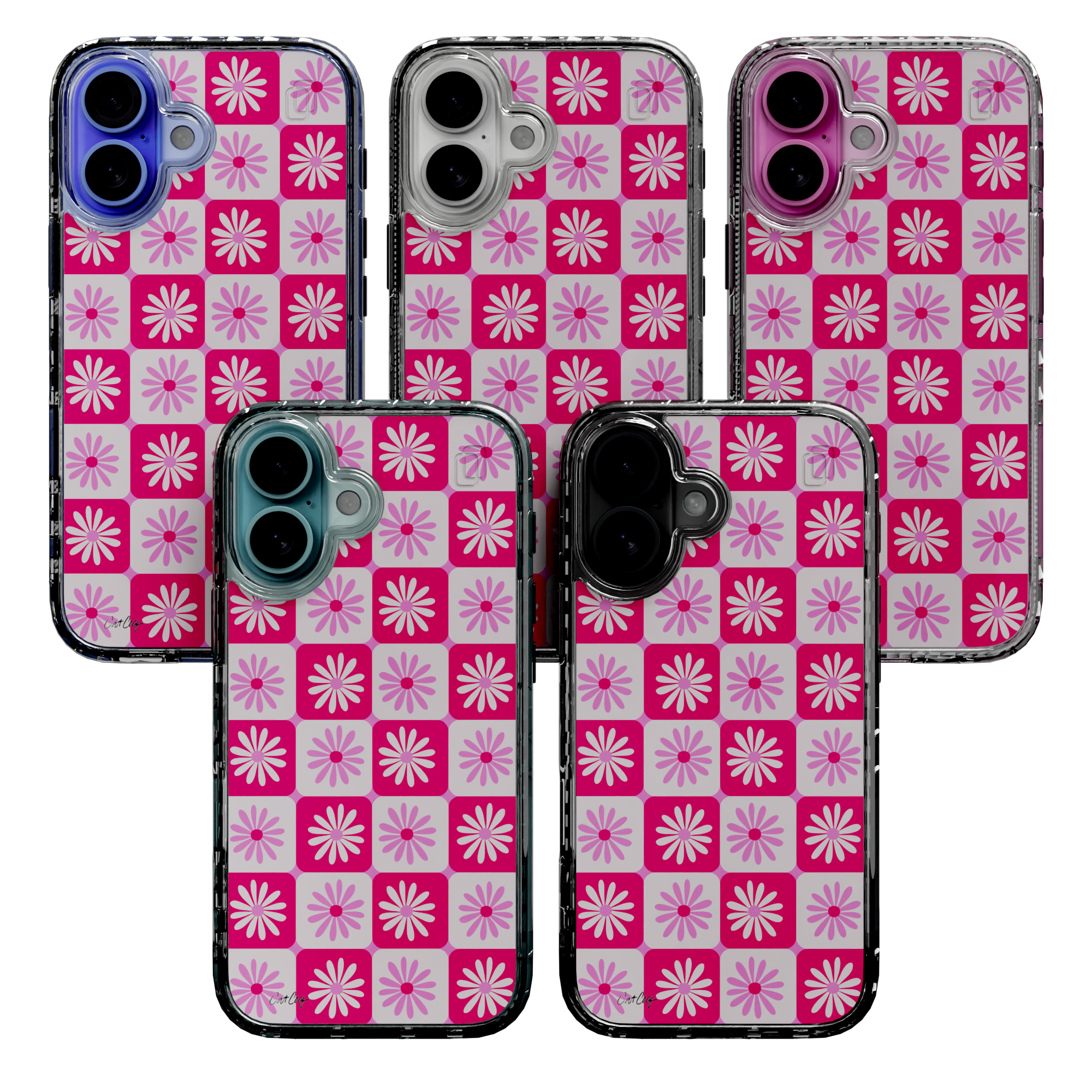 Checkered Daisies by CatCoq | iPhone 16 Series |  MagSafe® Case iPhone 16 Pro Max / Crystal Clear