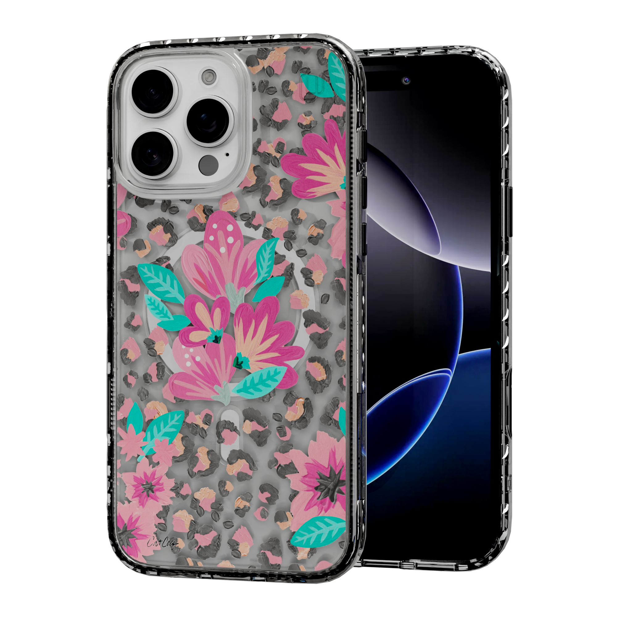 Floral Leopard by CatCoq | iPhone 16 Series |  MagSafe® Case iPhone 16 Pro Max / Crystal Clear