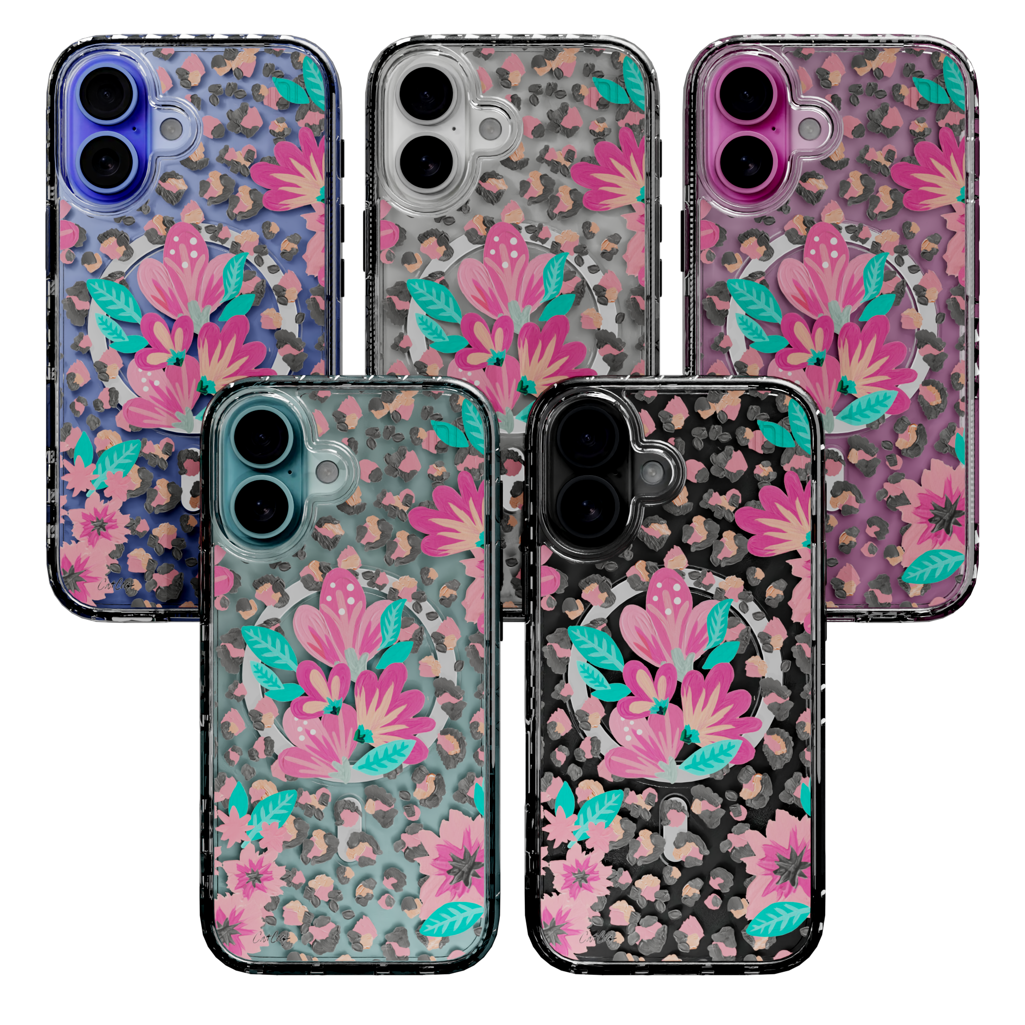 Floral Leopard by CatCoq | iPhone 16 Series |  MagSafe® Case iPhone 16 Pro Max / Crystal Clear