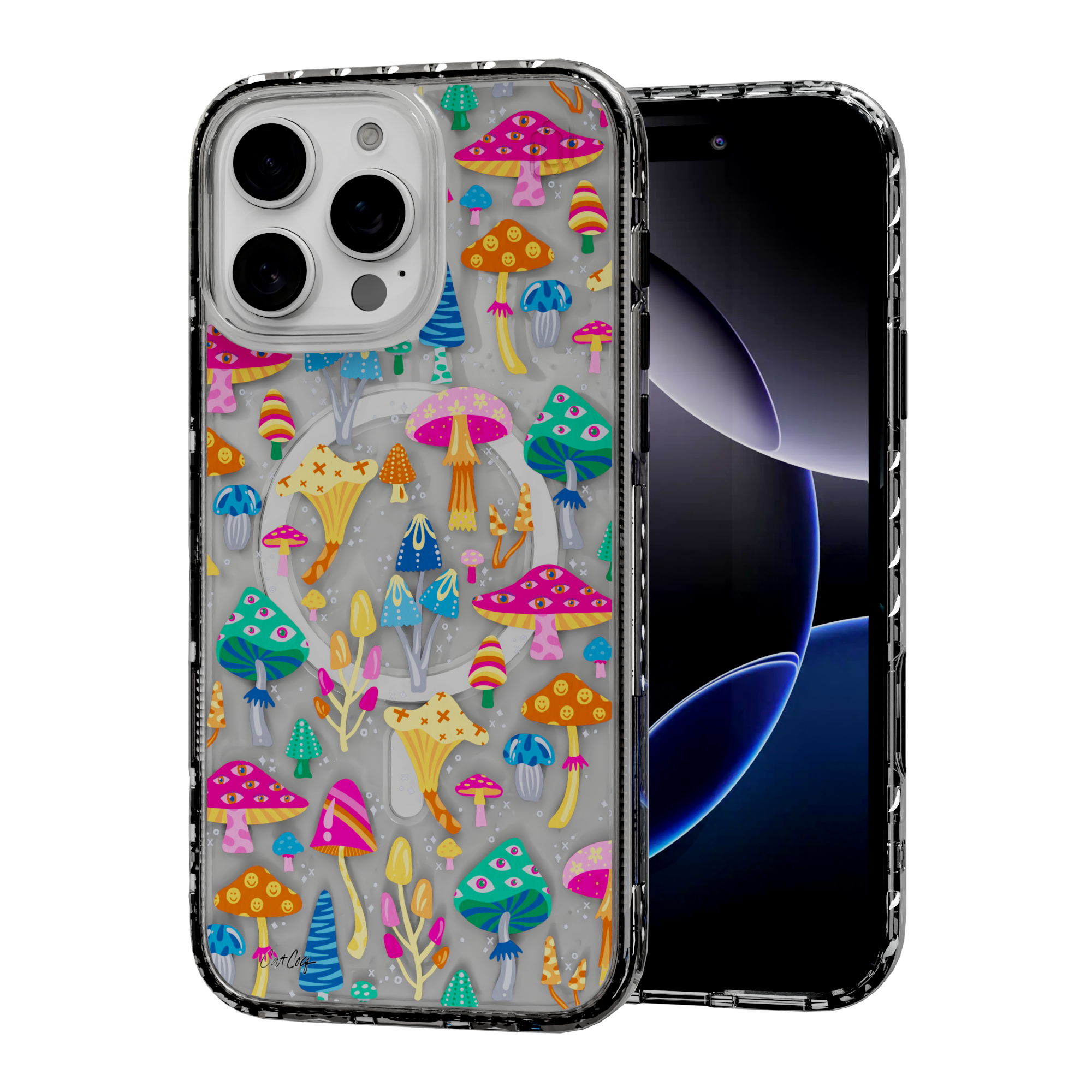 Mystic Mushrooms by CatCoq | iPhone 16 Series |  MagSafe® Case iPhone 16 Pro Max / Crystal Clear