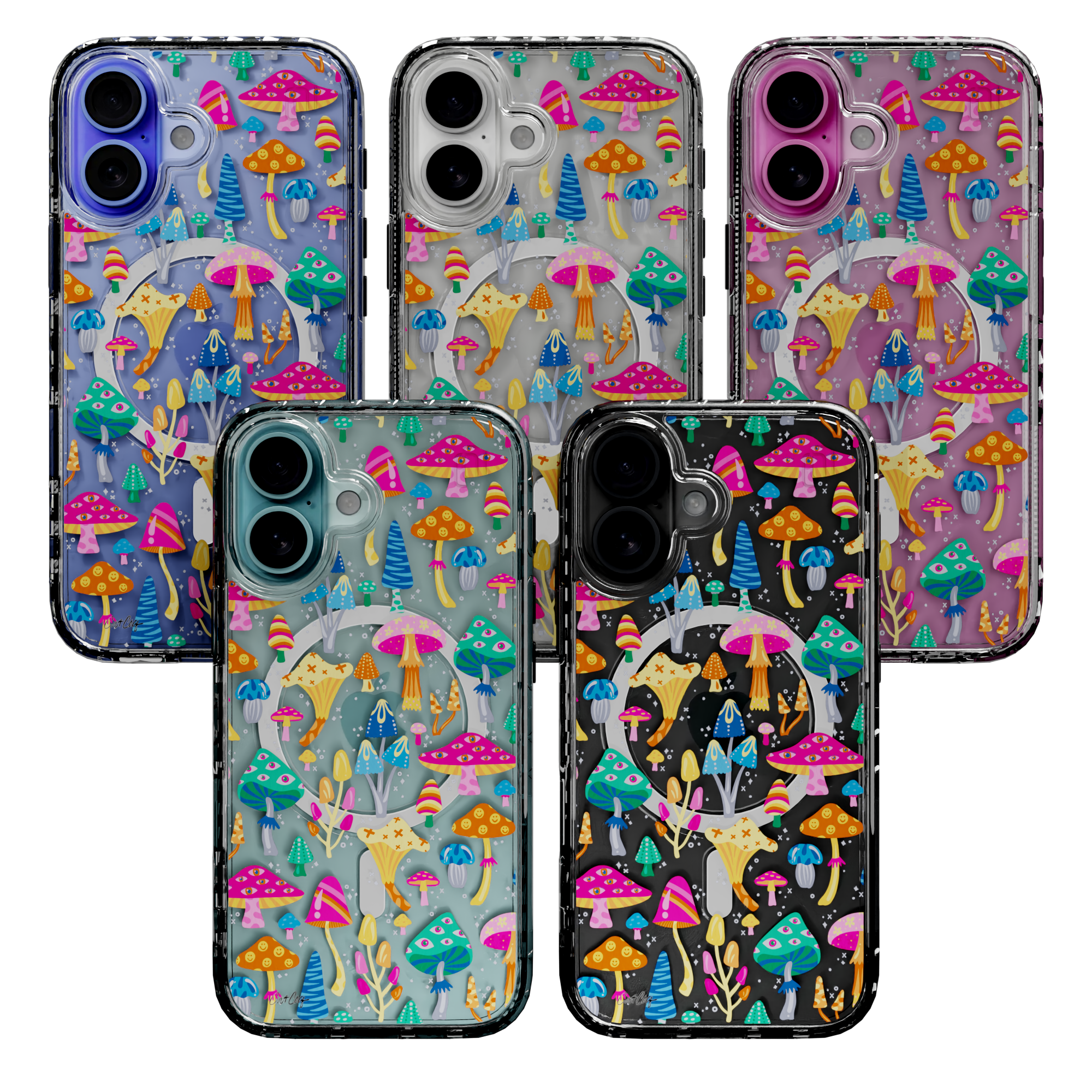 Mystic Mushrooms by CatCoq | iPhone 16 Series |  MagSafe® Case iPhone 16 Pro Max / Crystal Clear