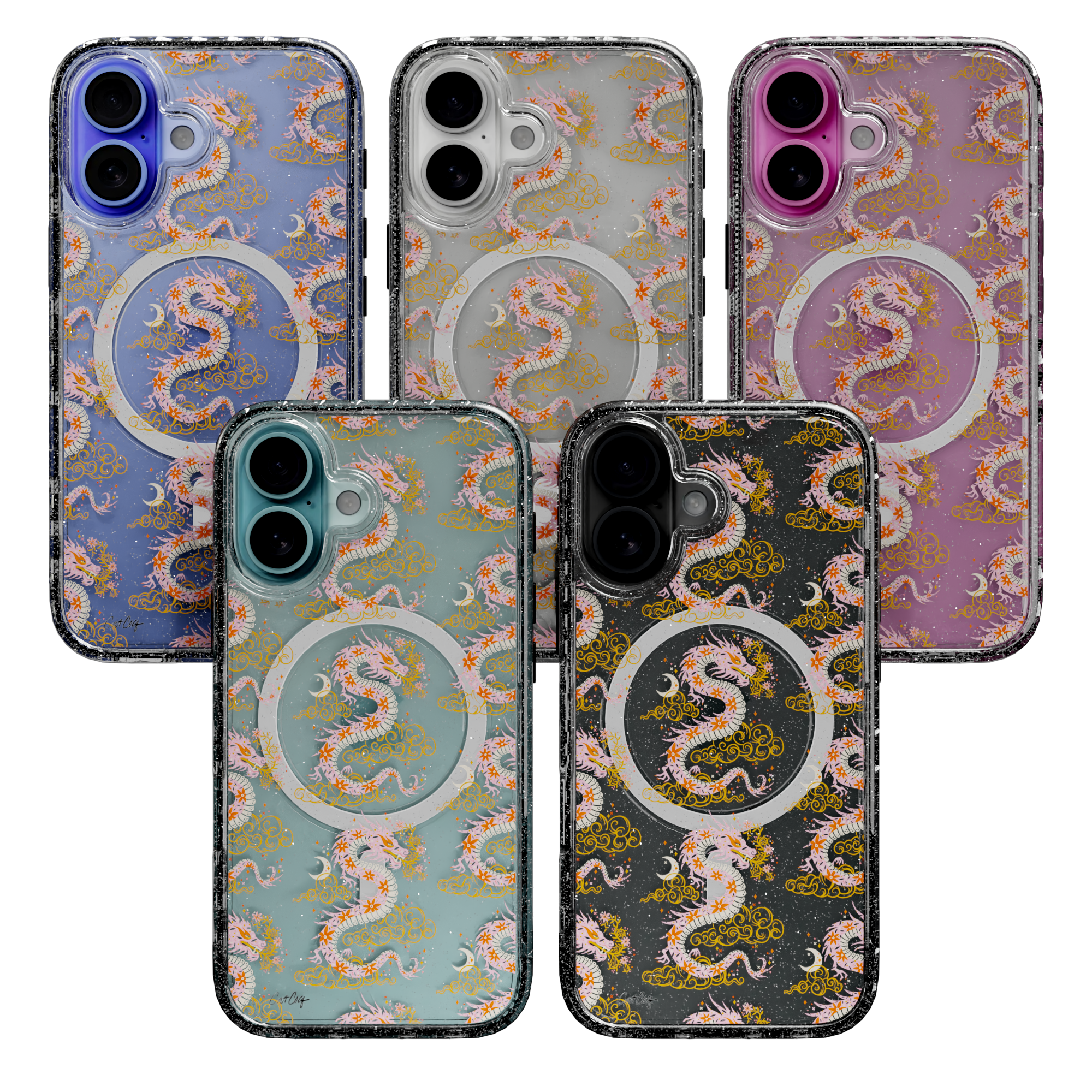 Dream Dragon (Pink) by CatCoq | iPhone 16 Series |  MagSafe® Case iPhone 16 Pro Max / Crystal Clear Sparkle