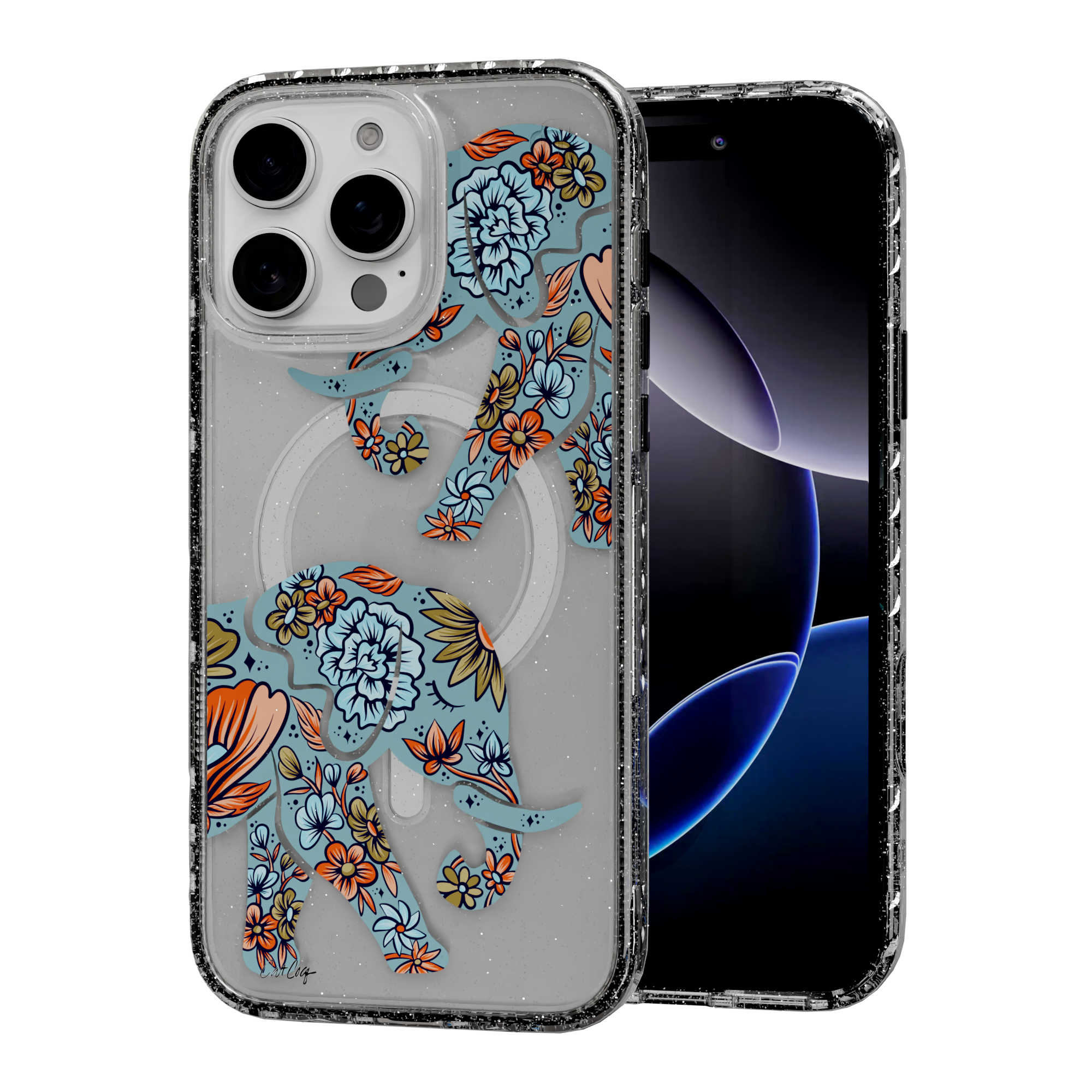 Porcelain Elephant by CatCoq | iPhone 16 Series |  MagSafe® Case iPhone 16 Pro Max / Crystal Clear Sparkle