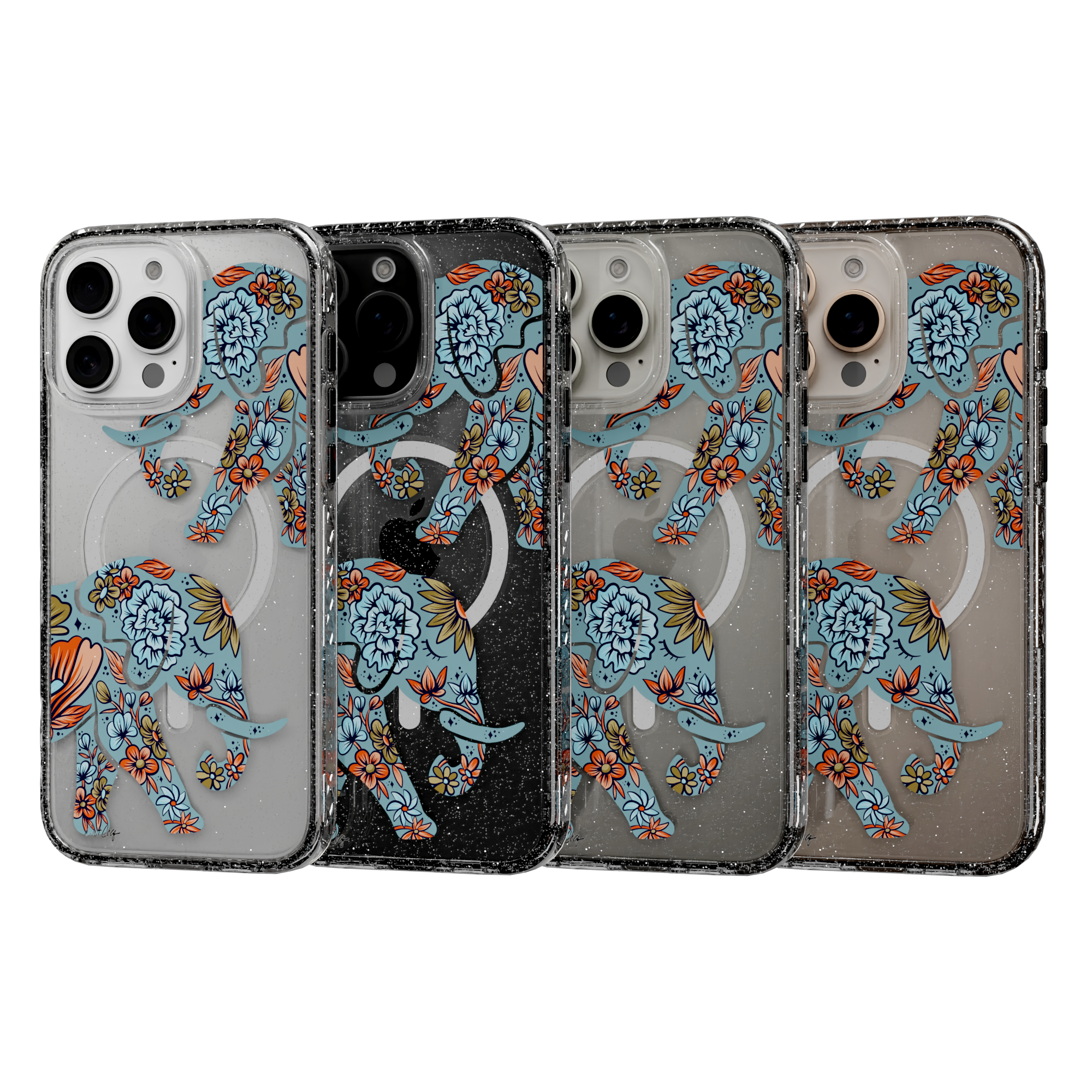 Porcelain Elephant by CatCoq | iPhone 16 Series |  MagSafe® Case iPhone 16 Pro Max / Crystal Clear Sparkle