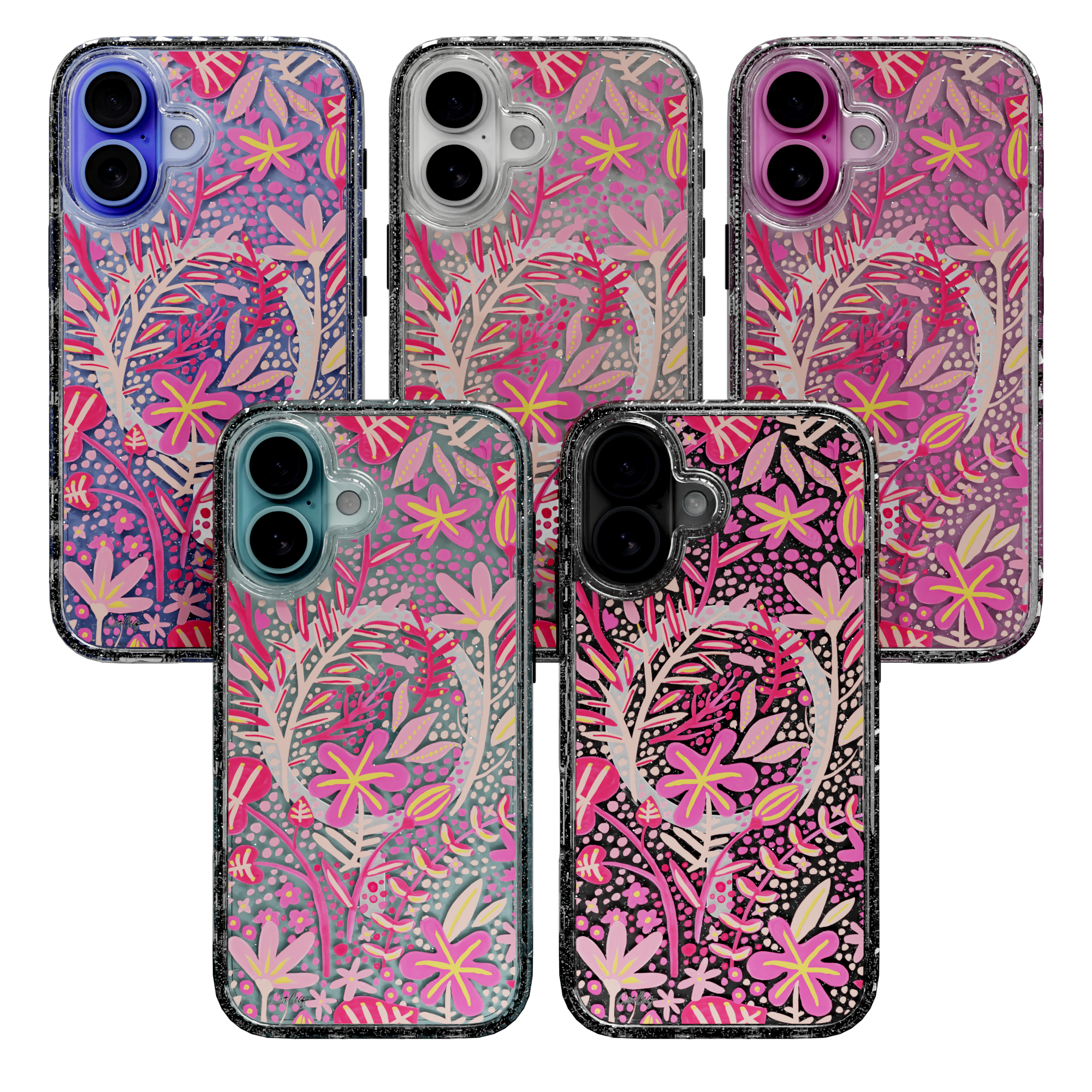 Garden Pink by CatCoq | iPhone 16 Series |  MagSafe® Case iPhone 16 Pro Max / Crystal Clear Sparkle