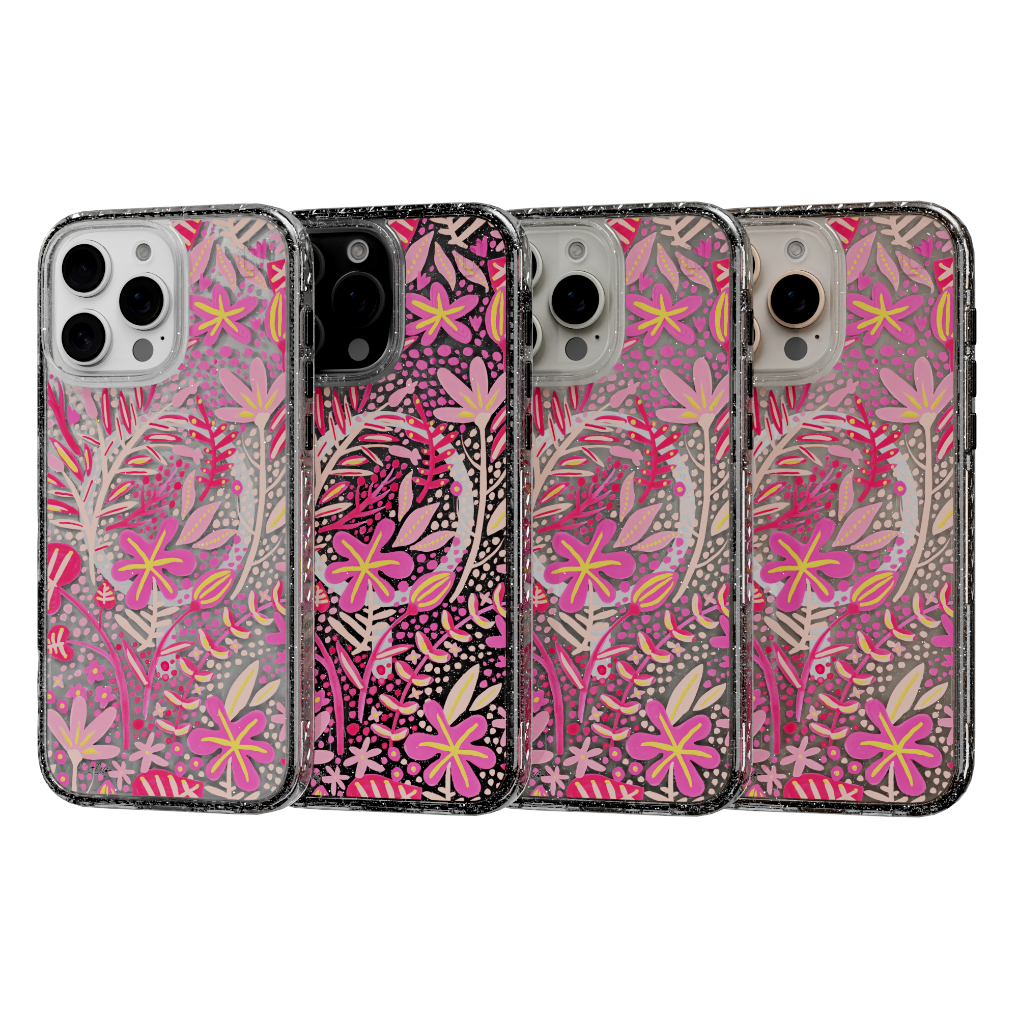 Garden Pink by CatCoq | iPhone 16 Series |  MagSafe® Case iPhone 16 Pro Max / Crystal Clear Sparkle