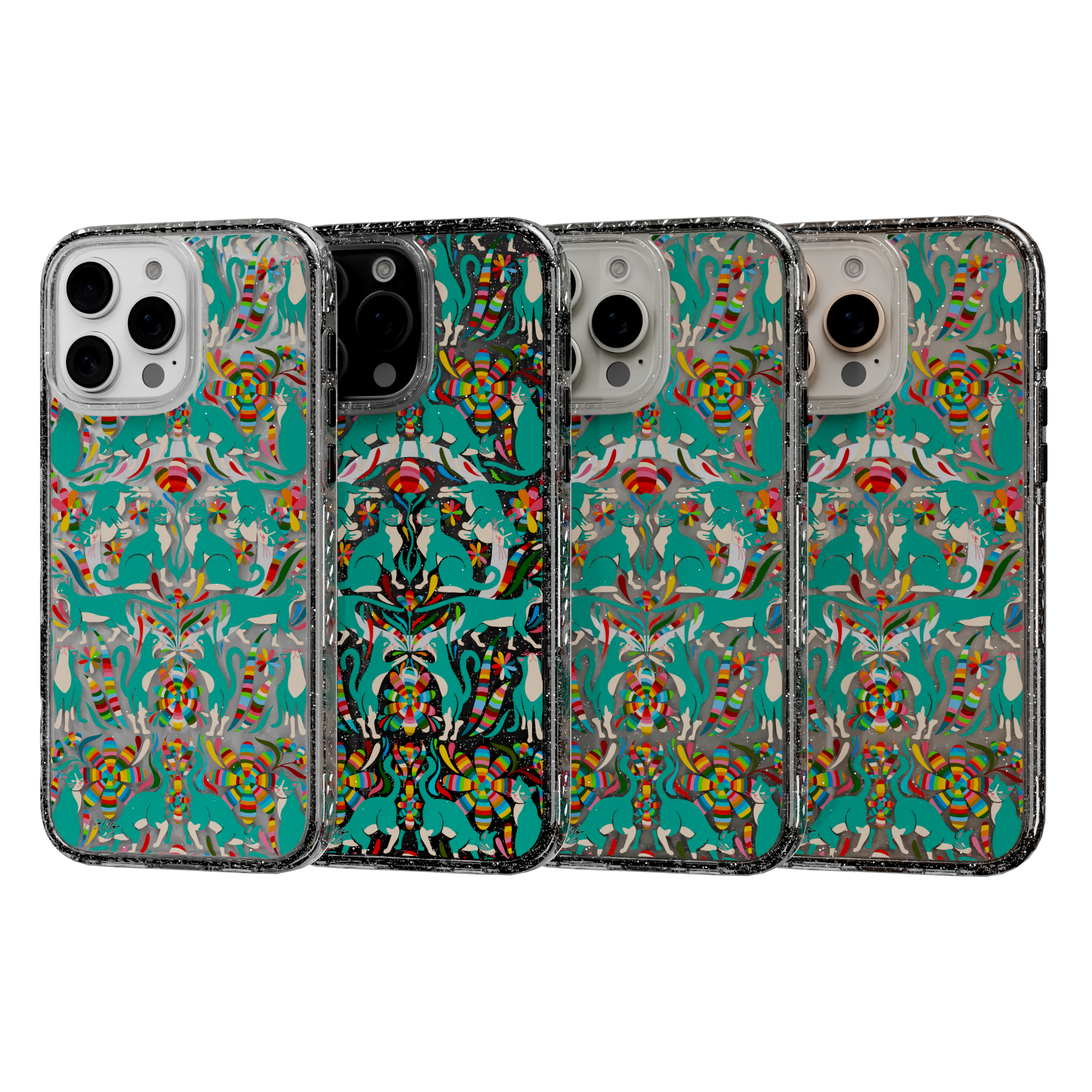 Otomi Cats by CatCoq | iPhone 16 Series |  MagSafe® Case iPhone 16 Pro Max / Crystal Clear Sparkle