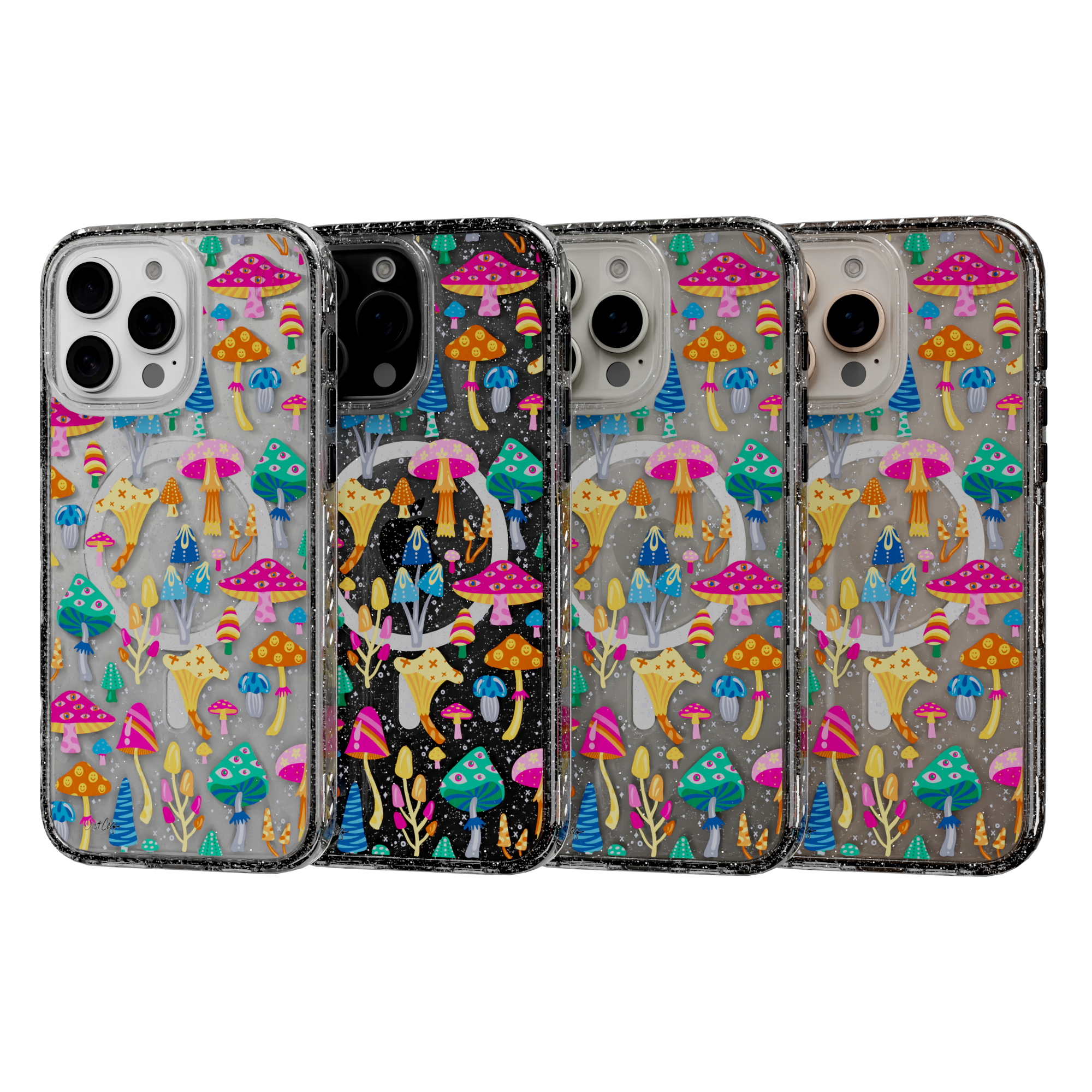 Mystic Mushrooms by CatCoq | iPhone 16 Series |  MagSafe® Case iPhone 16 Pro Max / Crystal Clear Sparkle