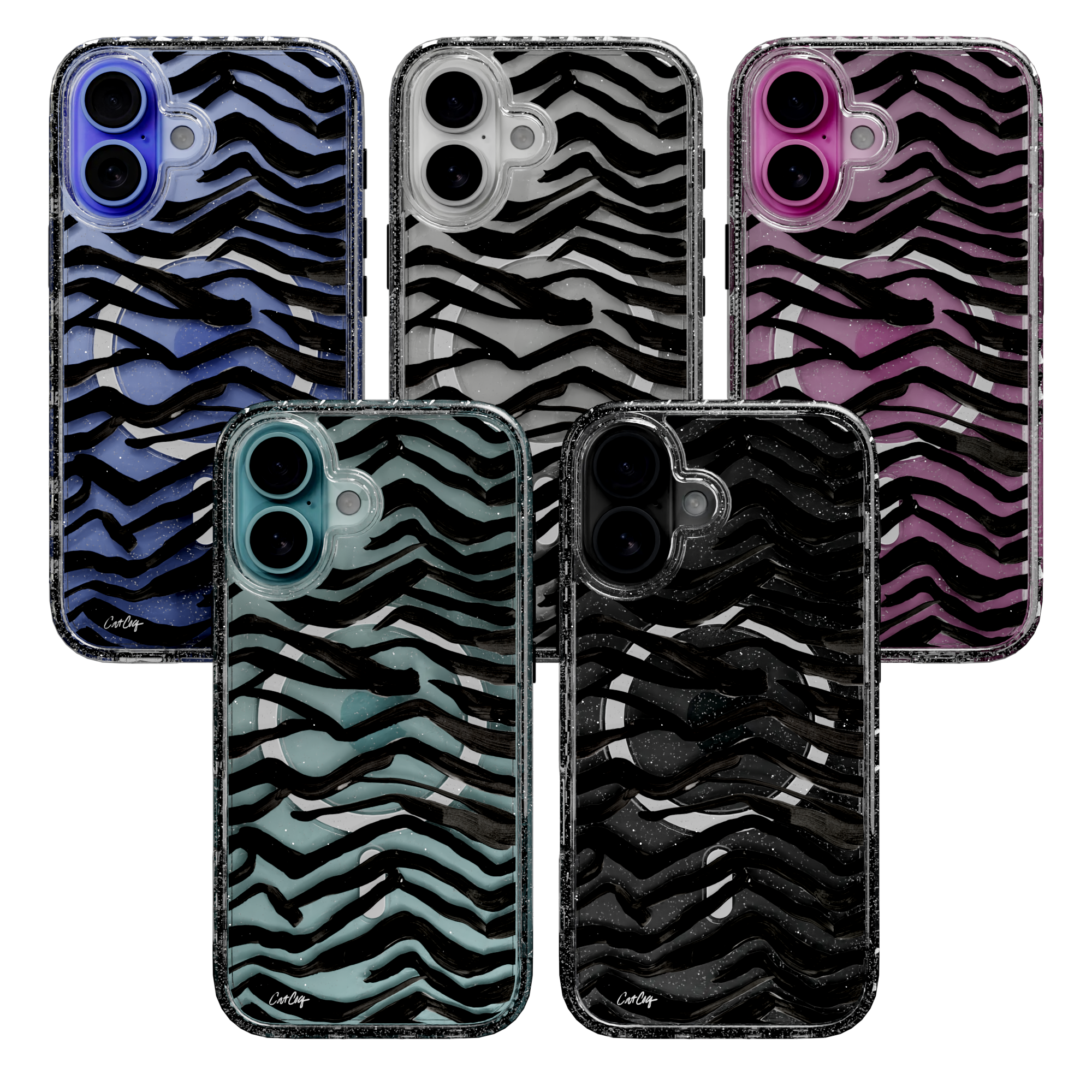 Zebra Black by CatCoq | iPhone 16 Series |  MagSafe® Case iPhone 16 Pro Max / Crystal Clear Sparkle