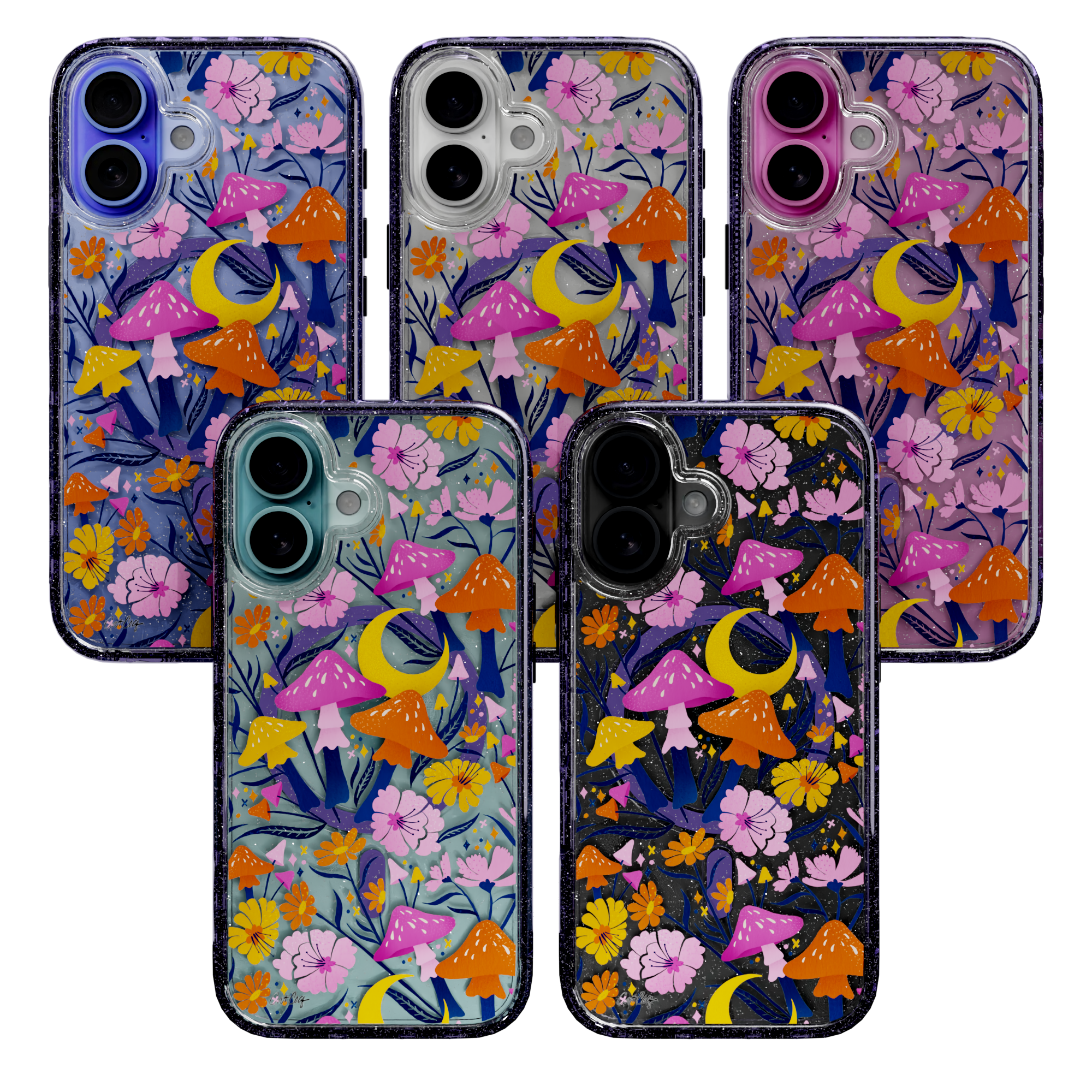 Blooms and Shrooms by CatCoq | iPhone 16 Series |  MagSafe® Case iPhone 16 Pro Max / Lilac Purple Sparkle