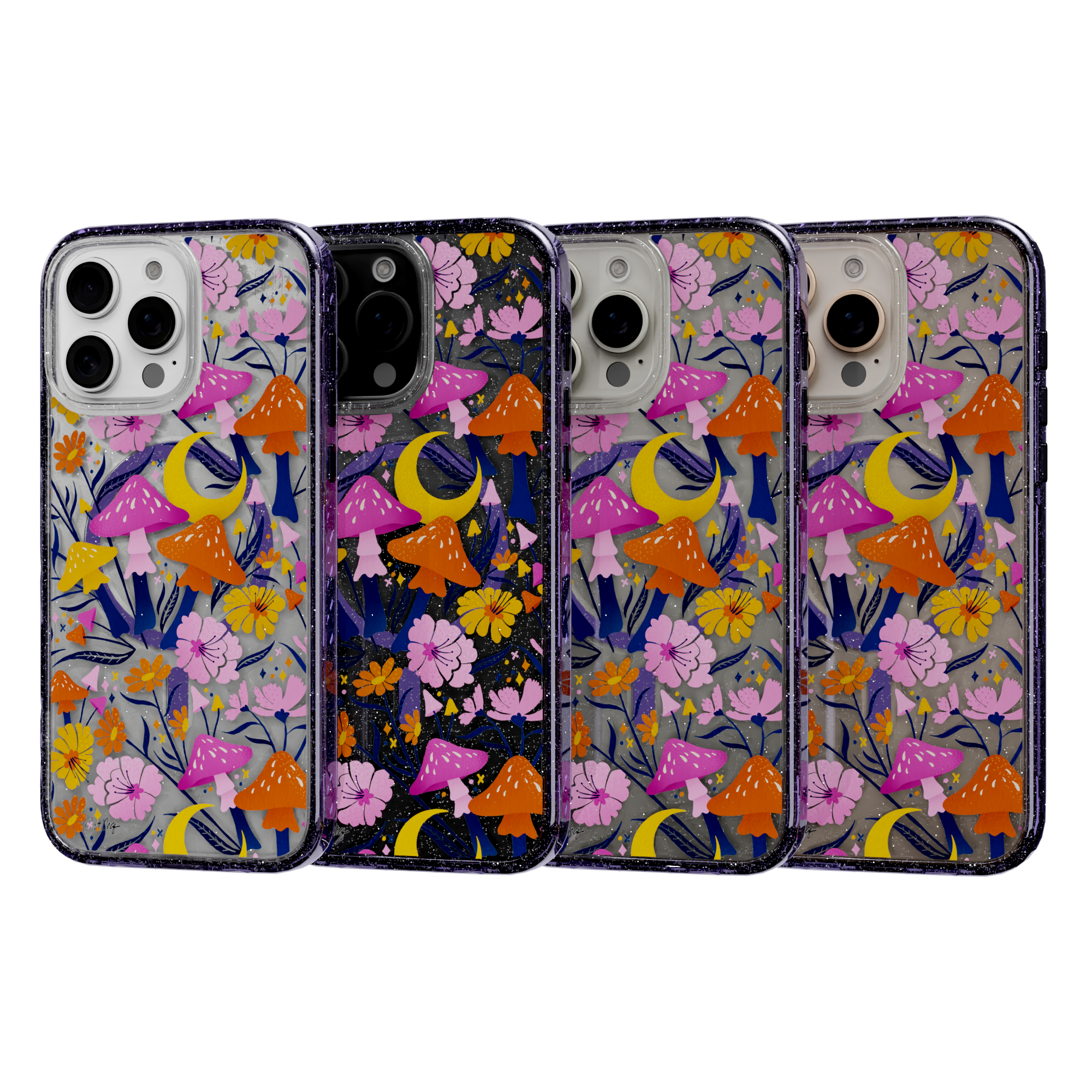 Blooms and Shrooms by CatCoq | iPhone 16 Series |  MagSafe® Case iPhone 16 Pro Max / Lilac Purple Sparkle