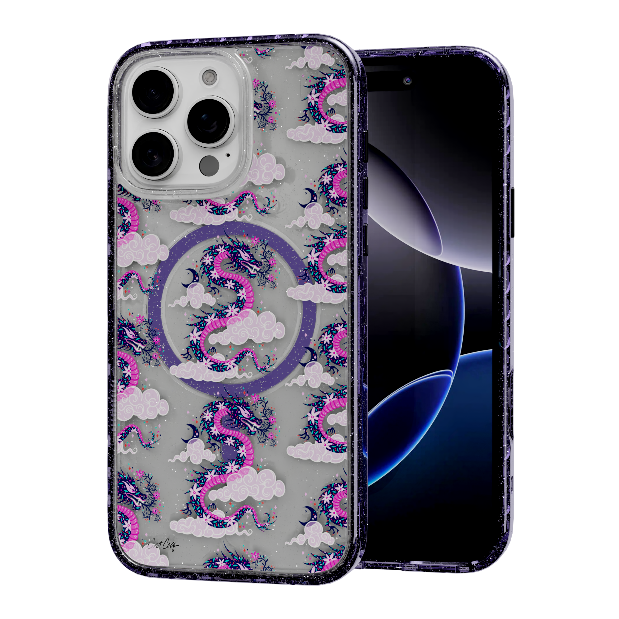 Dream Dragon by CatCoq | iPhone 16 Series |  MagSafe® Case iPhone 16 Pro Max / Lilac Purple Sparkle