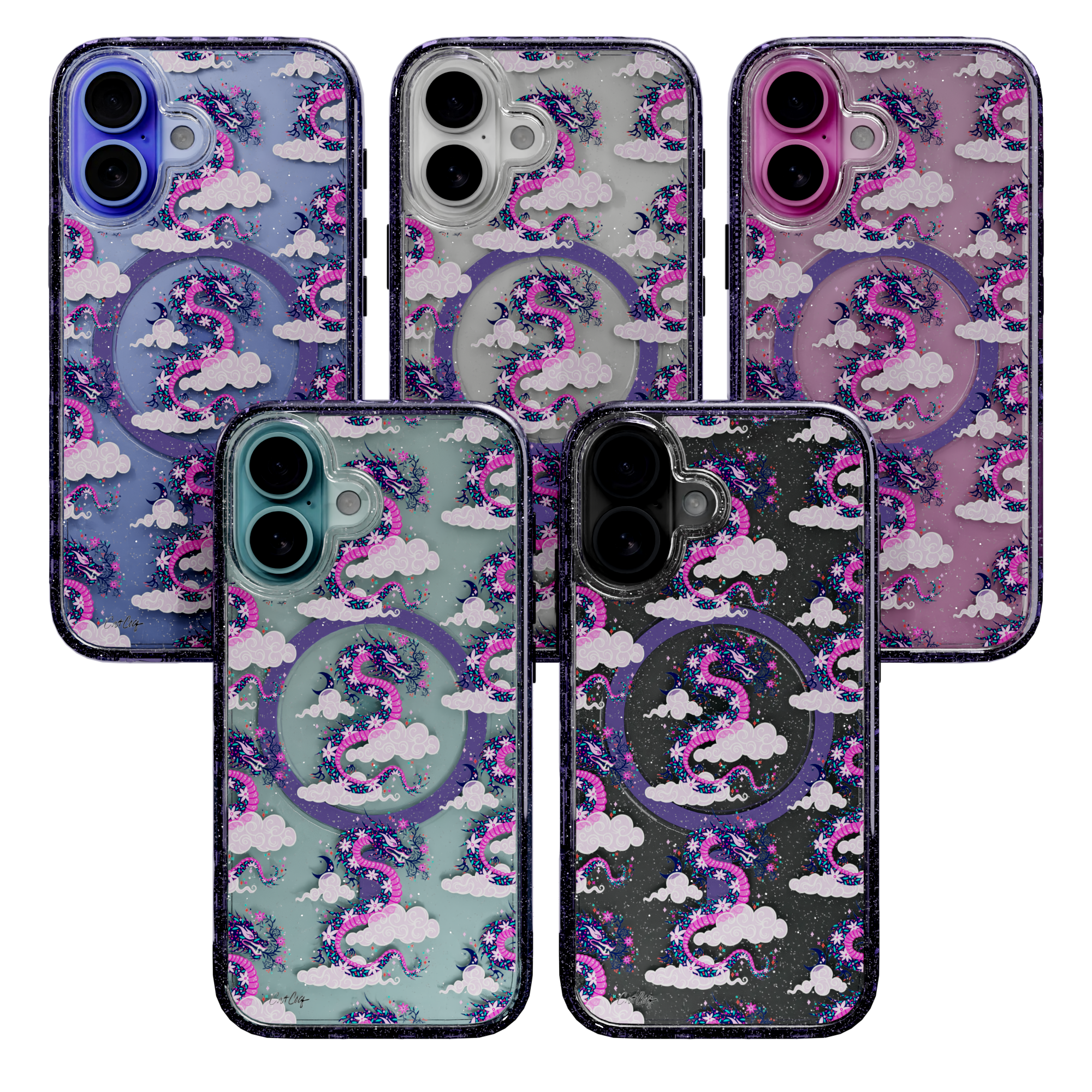 Dream Dragon by CatCoq | iPhone 16 Series |  MagSafe® Case iPhone 16 Pro Max / Lilac Purple Sparkle