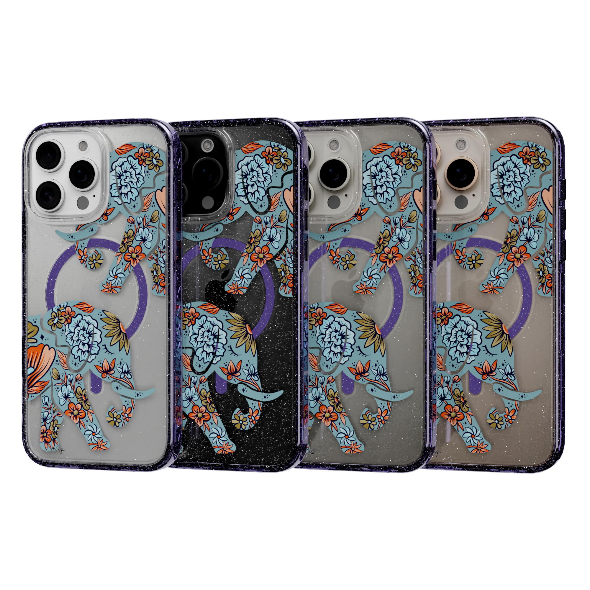 Porcelain Elephant by CatCoq | iPhone 16 Series |  MagSafe® Case iPhone 16 Pro Max / Lilac Purple Sparkle