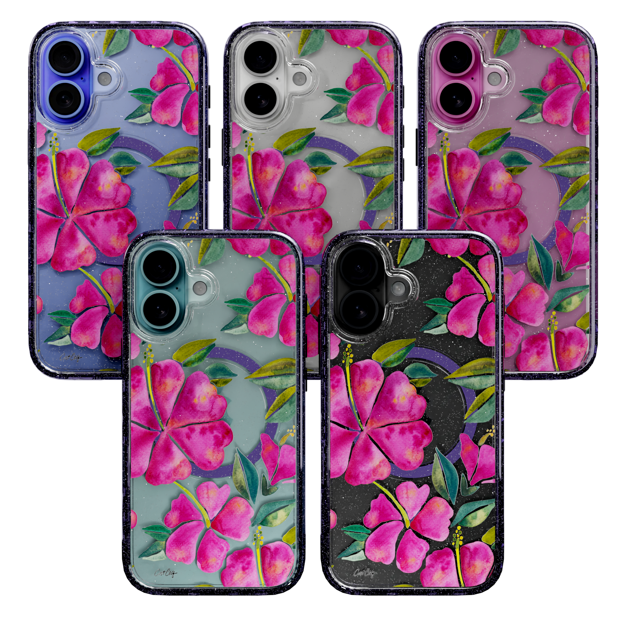 Hibiscus Bloom by CatCoq | iPhone 16 Series |  MagSafe® Case iPhone 16 Pro Max / Lilac Purple Sparkle