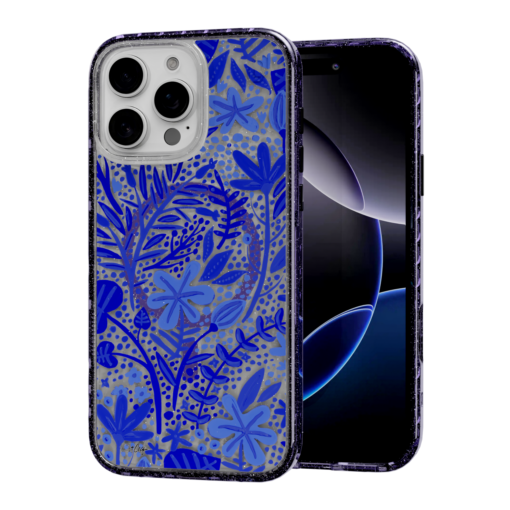 Garden Navy by CatCoq | iPhone 16 Series |  MagSafe® Case iPhone 16 Pro Max / Lilac Purple Sparkle