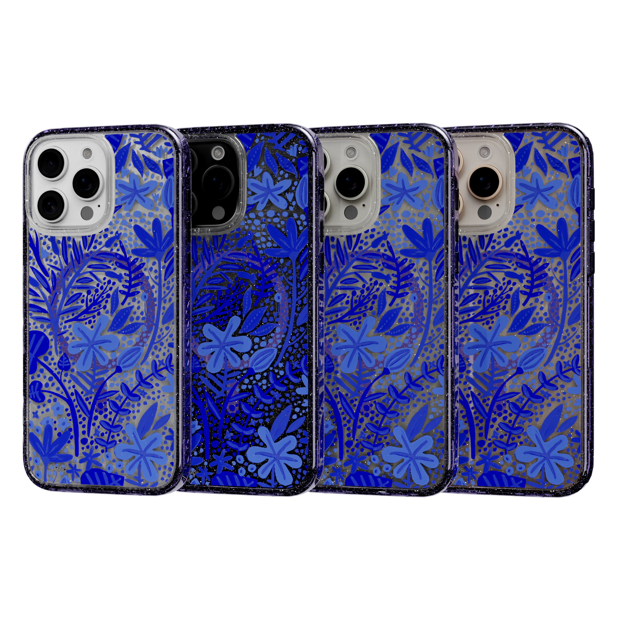 Garden Navy by CatCoq | iPhone 16 Series |  MagSafe® Case iPhone 16 Pro Max / Lilac Purple Sparkle