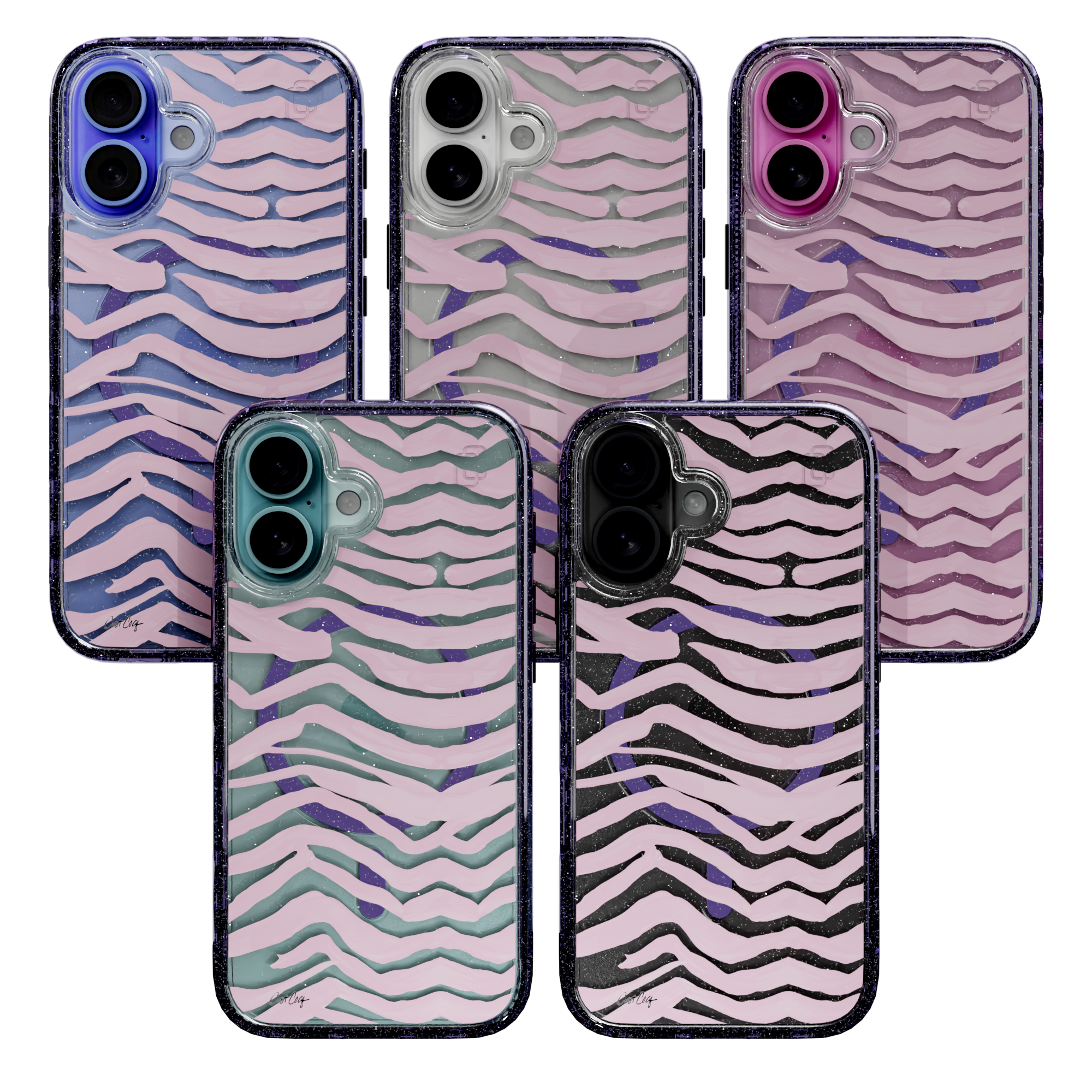 Zebra Blush by CatCoq | iPhone 16 Series |  MagSafe® Case iPhone 16 Pro Max / Lilac Purple Sparkle