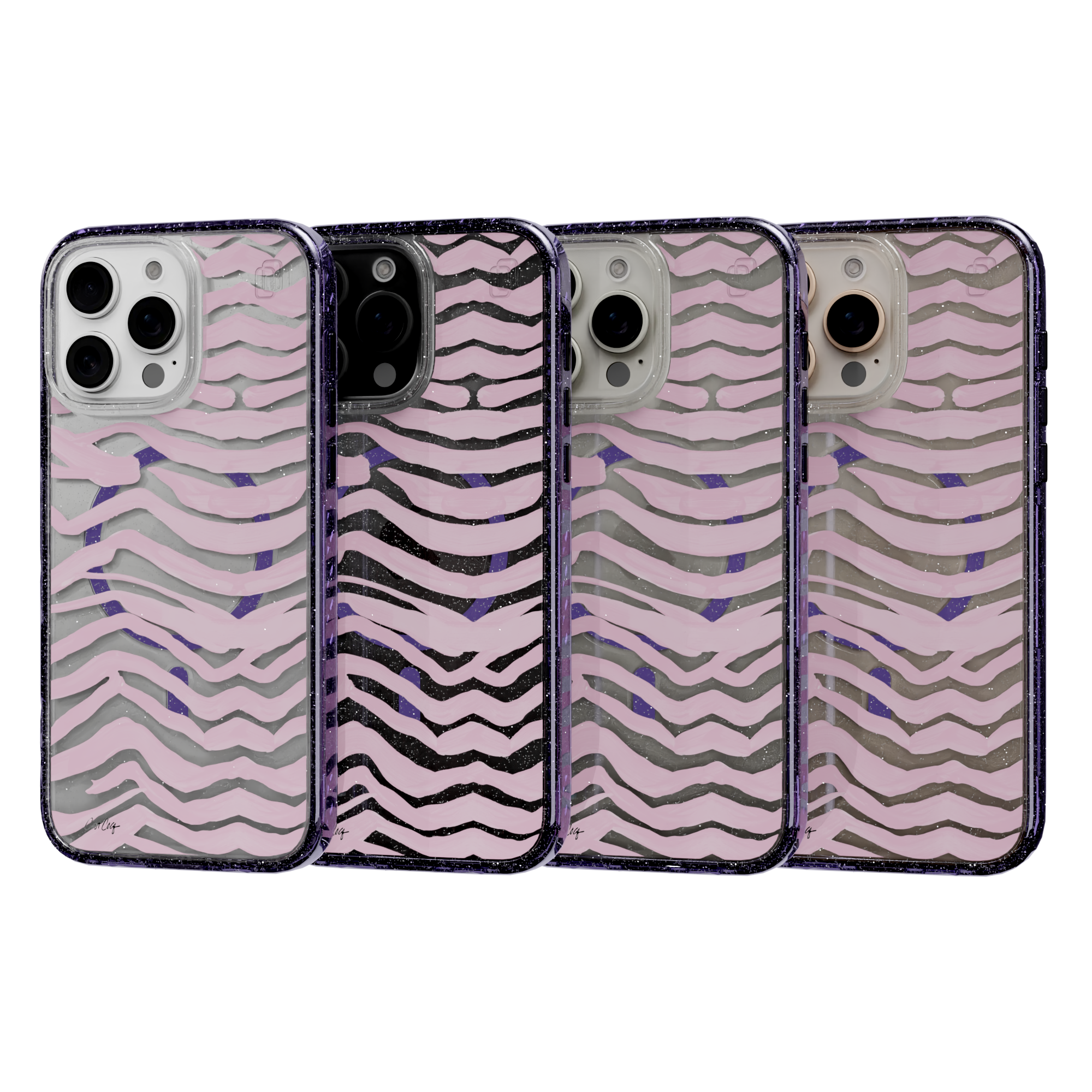 Zebra Blush by CatCoq | iPhone 16 Series |  MagSafe® Case iPhone 16 Pro Max / Lilac Purple Sparkle