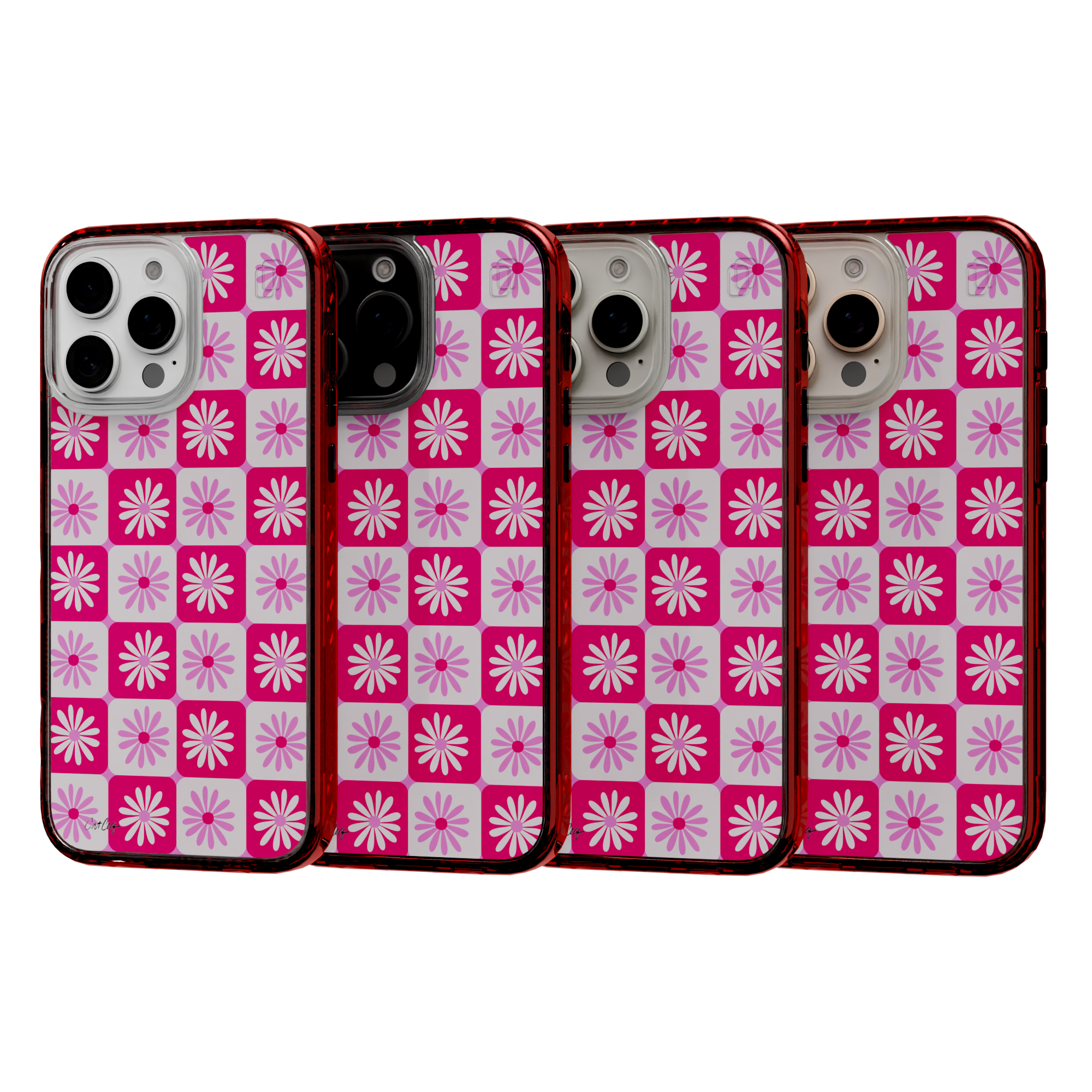 Checkered Daisies by CatCoq | iPhone 16 Series |  MagSafe® Case iPhone 16 Pro Max / Lava Red