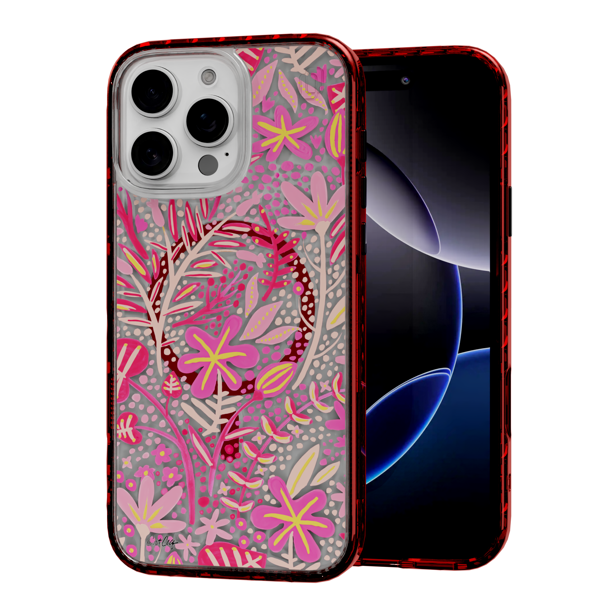 Garden Pink by CatCoq | iPhone 16 Series |  MagSafe® Case iPhone 16 Pro Max / Lava Red