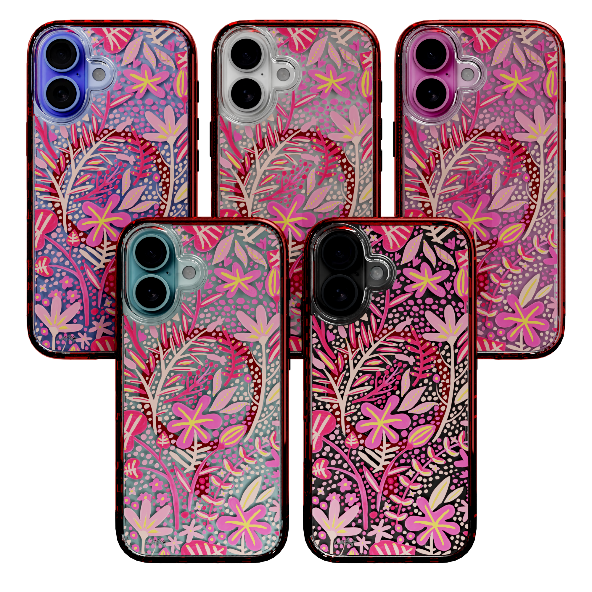 Garden Pink by CatCoq | iPhone 16 Series |  MagSafe® Case iPhone 16 Pro Max / Lava Red