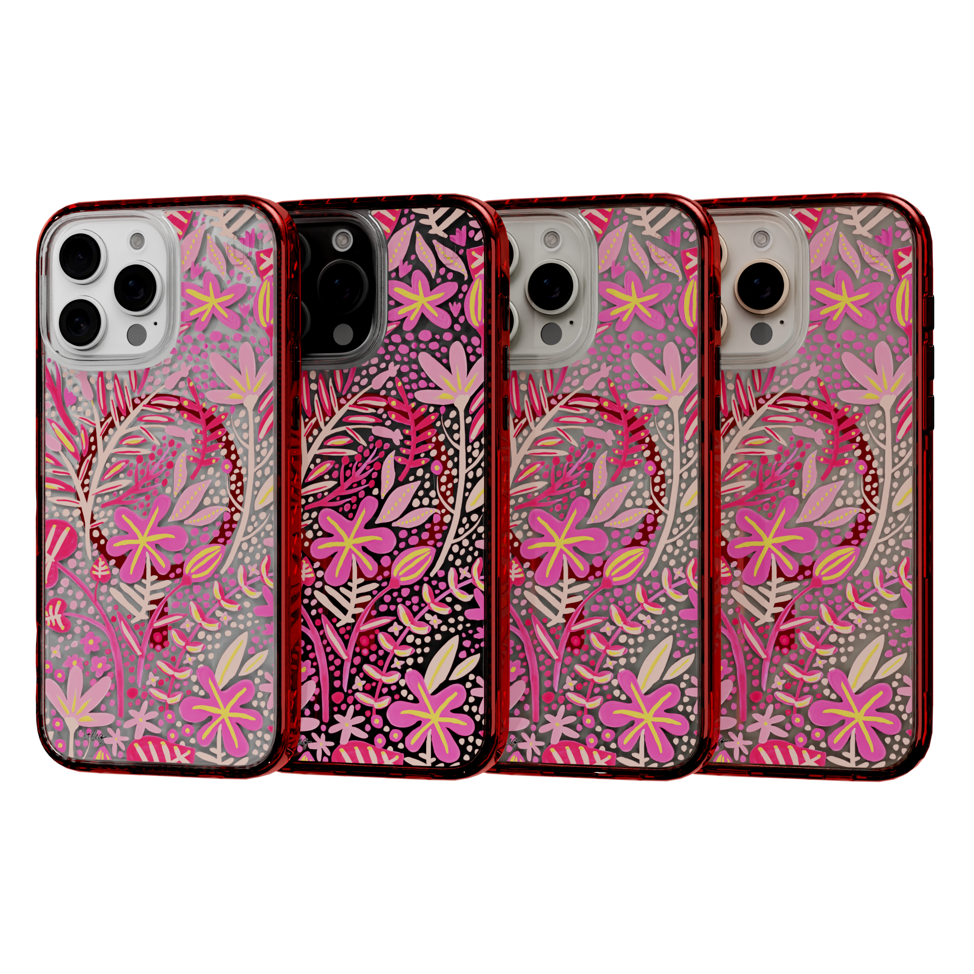 Garden Pink by CatCoq | iPhone 16 Series |  MagSafe® Case iPhone 16 Pro Max / Lava Red