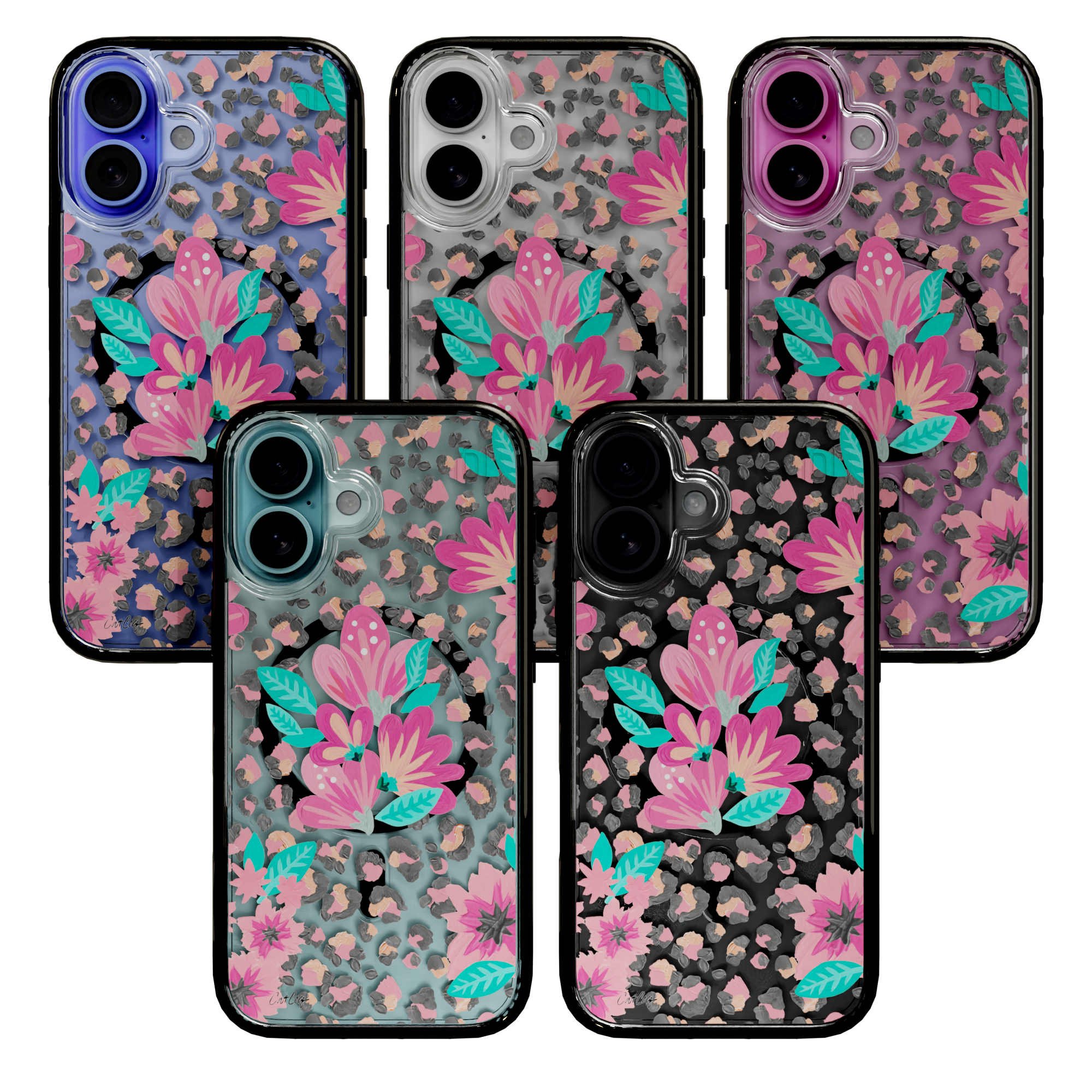 Floral Leopard by CatCoq | iPhone 16 Series |  MagSafe® Case iPhone 16 Pro Max / Onyx Black