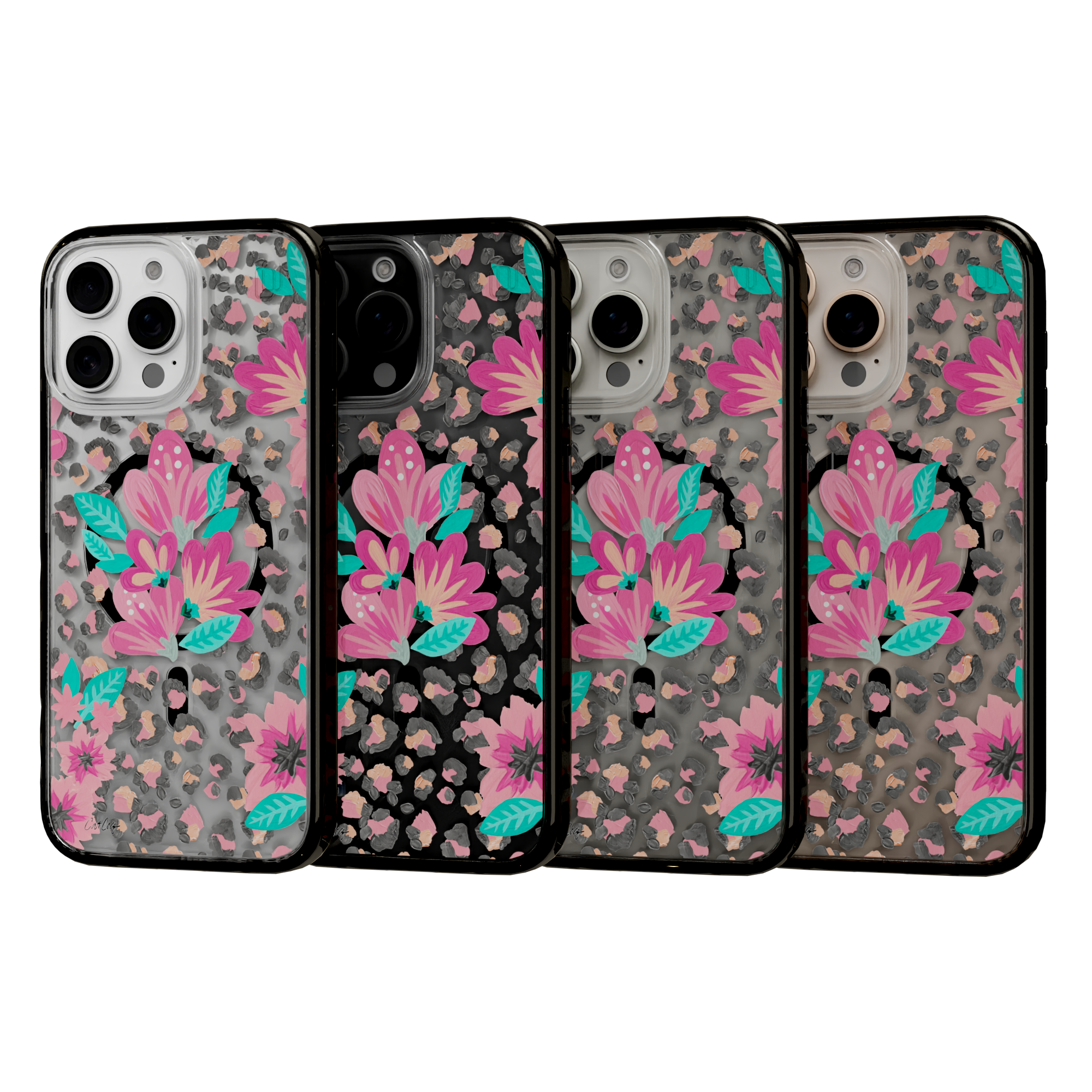 Floral Leopard by CatCoq | iPhone 16 Series |  MagSafe® Case iPhone 16 Pro Max / Onyx Black