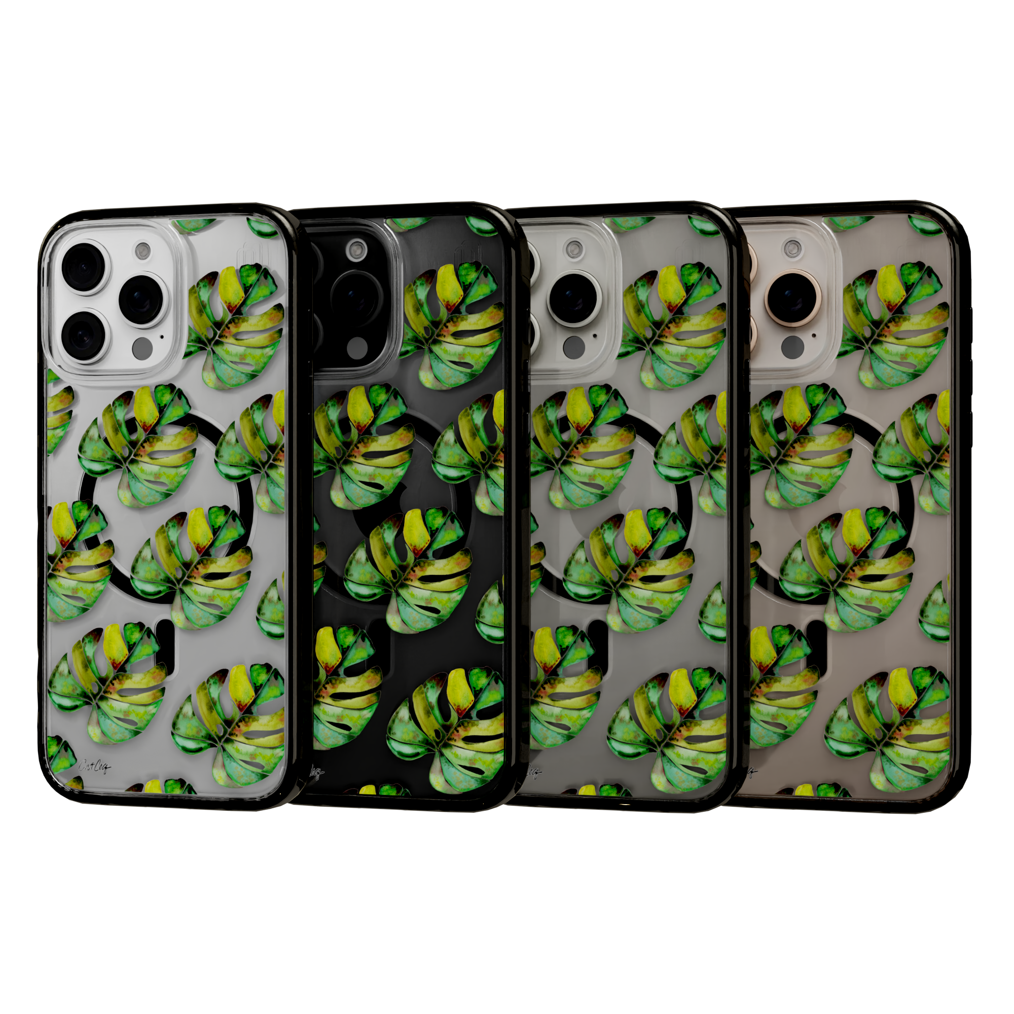 Green Monstera by CatCoq | iPhone 16 Series |  MagSafe® Case iPhone 16 Pro Max / Onyx Black