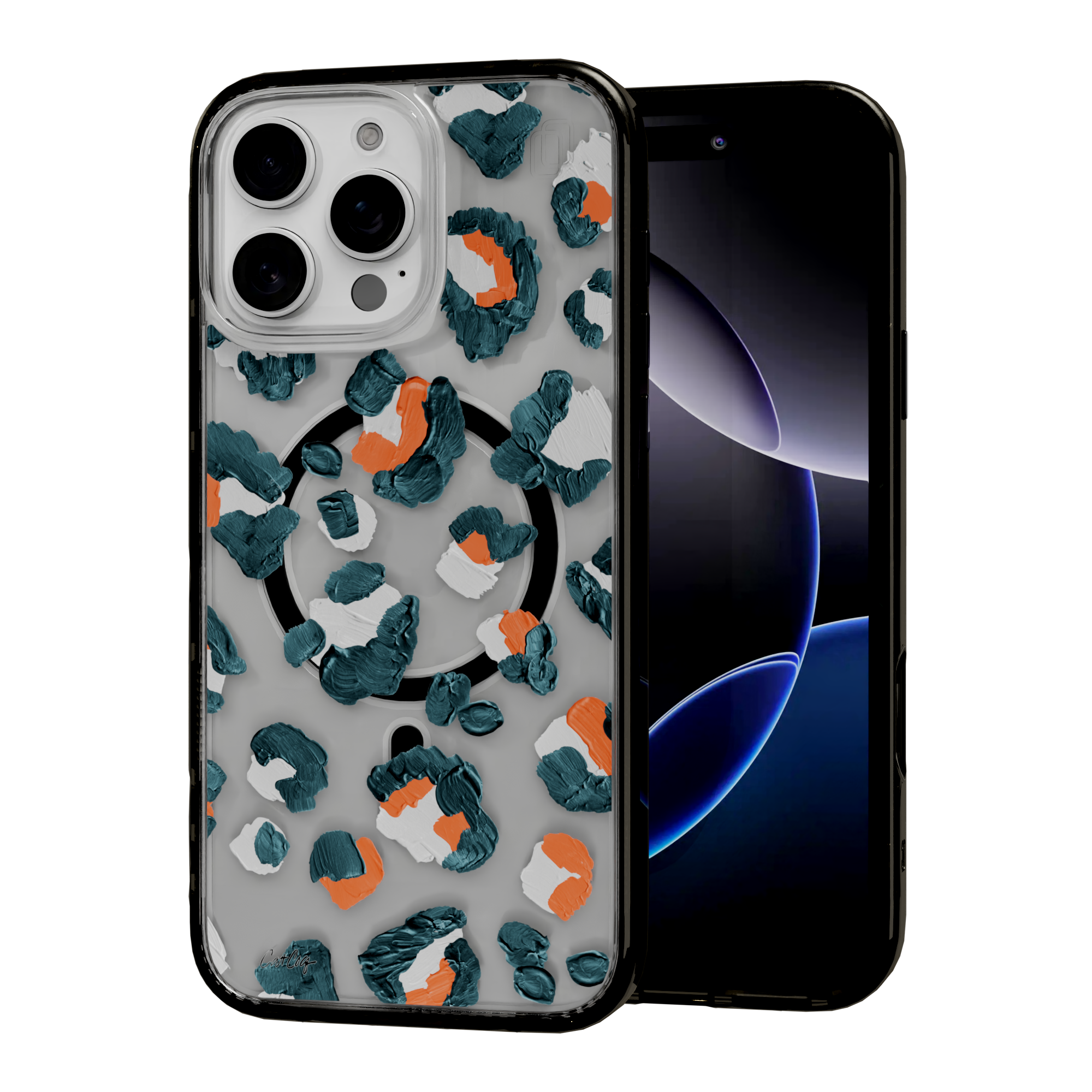 Leopard Turquoise by CatCoq | iPhone 16 Series |  MagSafe® Case iPhone 16 Pro Max / Onyx Black