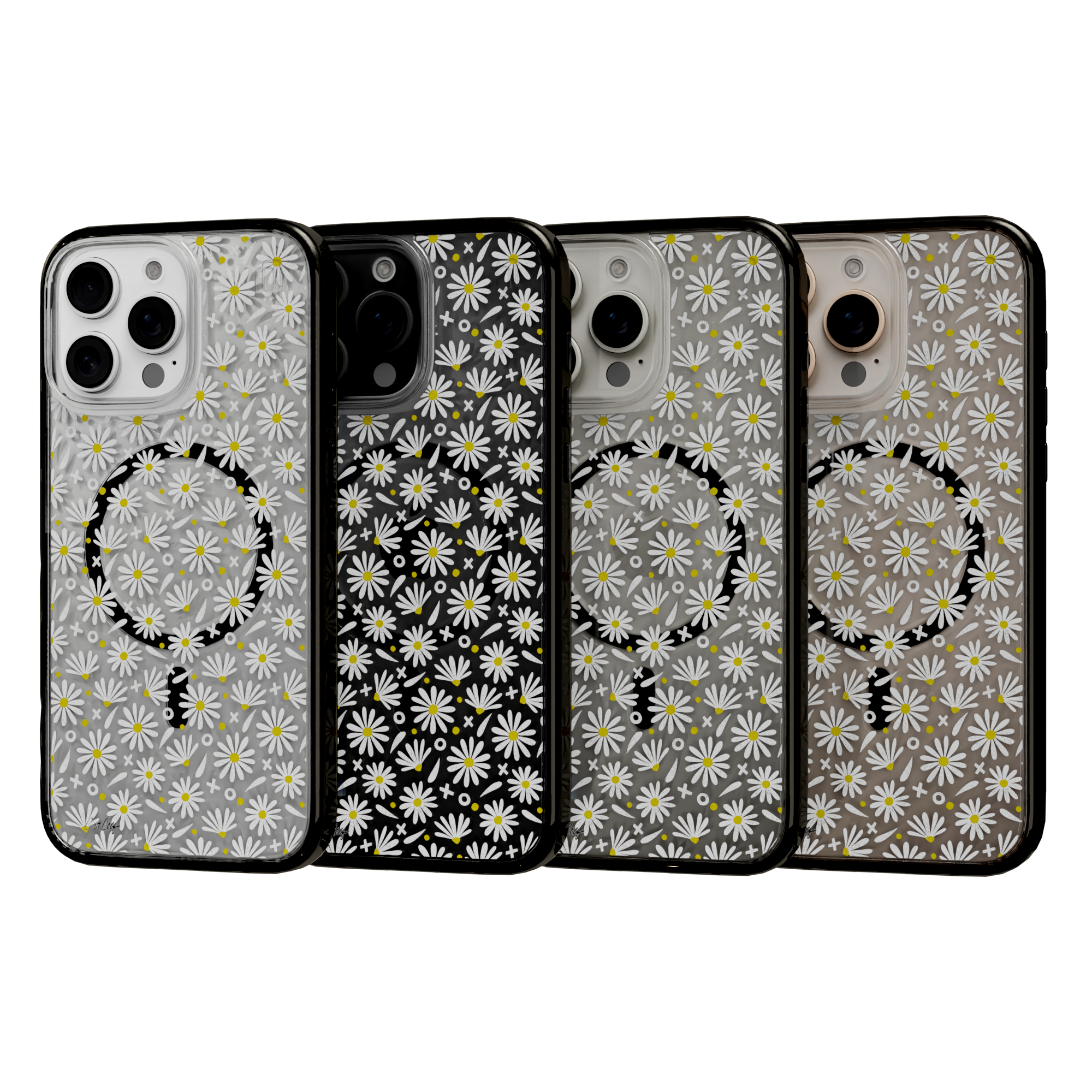 White Daisies by CatCoq | iPhone 16 Series |  MagSafe® Case iPhone 16 Pro Max / Onyx Black