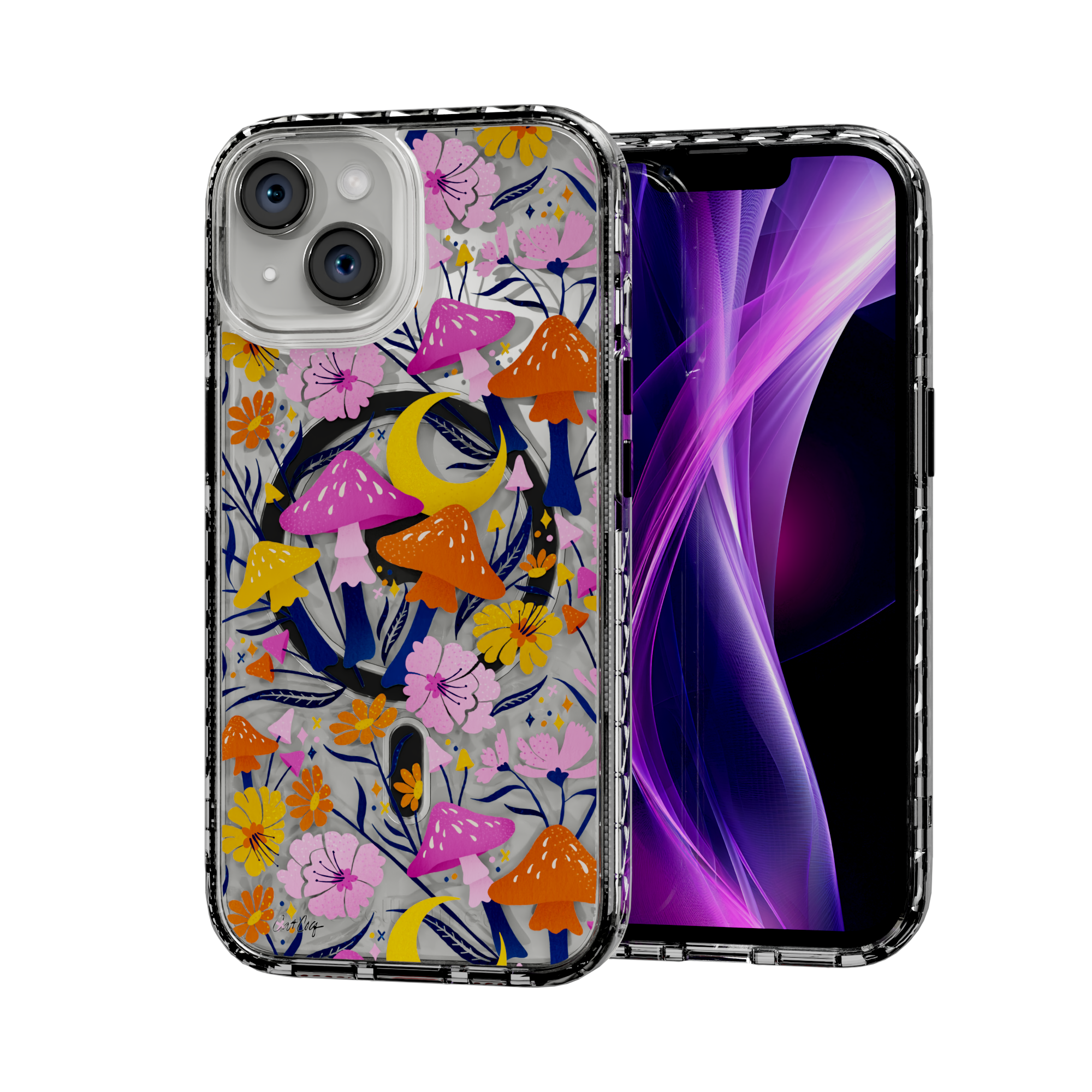 Blooms and Shrooms by CatCoq | iPhone 14 Series |  MagSafe® Case iPhone 14 / Crystal Clear