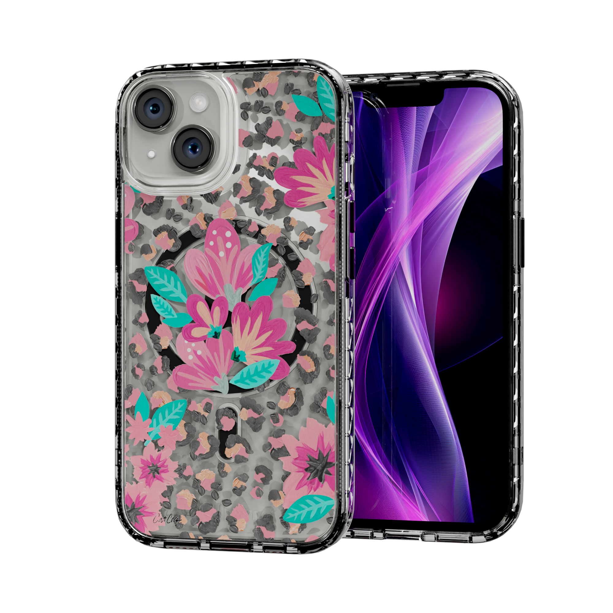 Floral Leopard by CatCoq | iPhone 14 Series |  MagSafe® Case iPhone 14 / Crystal Clear