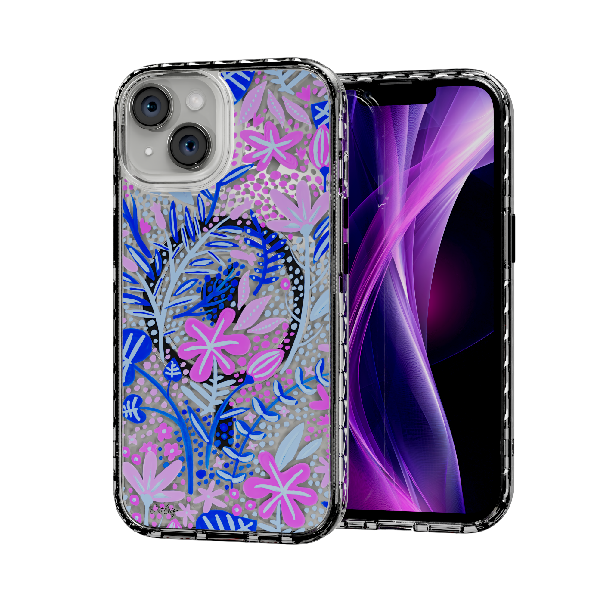 Garden Indigo by CatCoq | iPhone 14 Series |  MagSafe® Case iPhone 14 / Crystal Clear