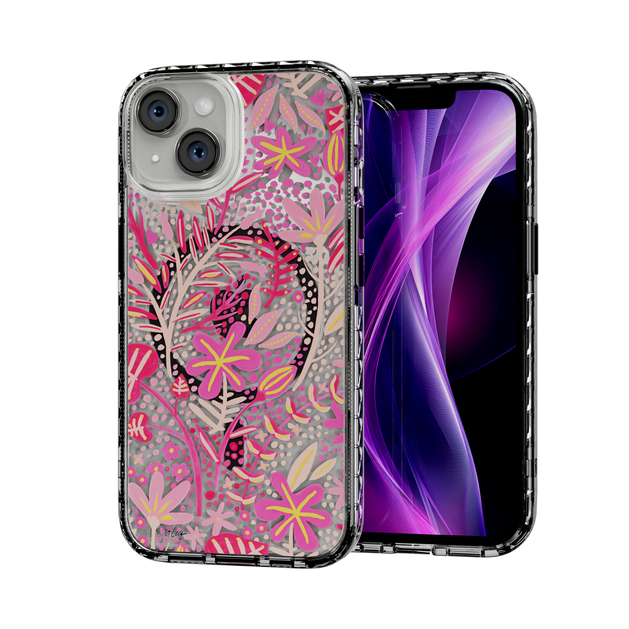 Garden Pink by CatCoq | iPhone 14 Series |  MagSafe® Case iPhone 14 / Crystal Clear