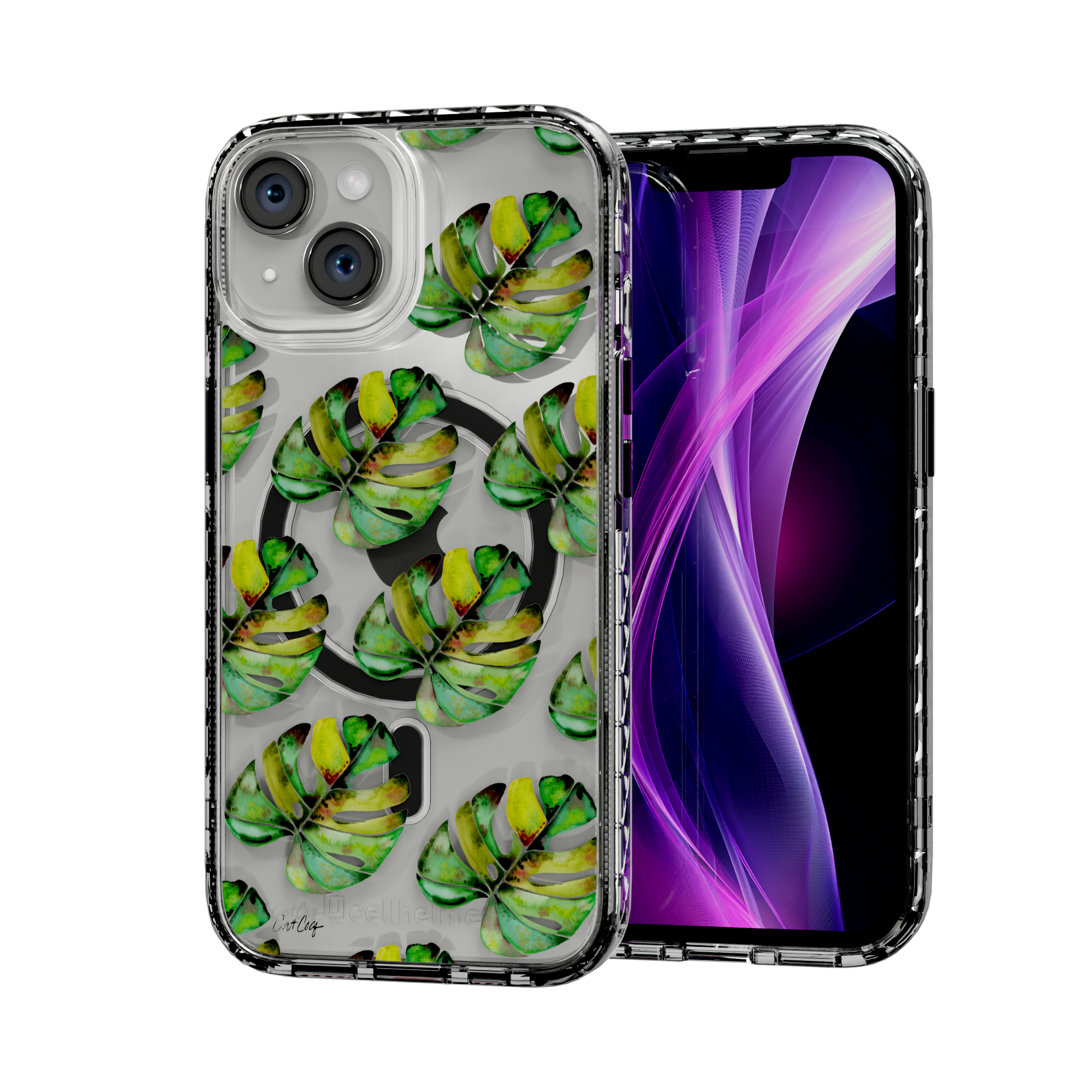 Green Monstera by CatCoq | iPhone 14 Series |  MagSafe® Case iPhone 14 / Crystal Clear