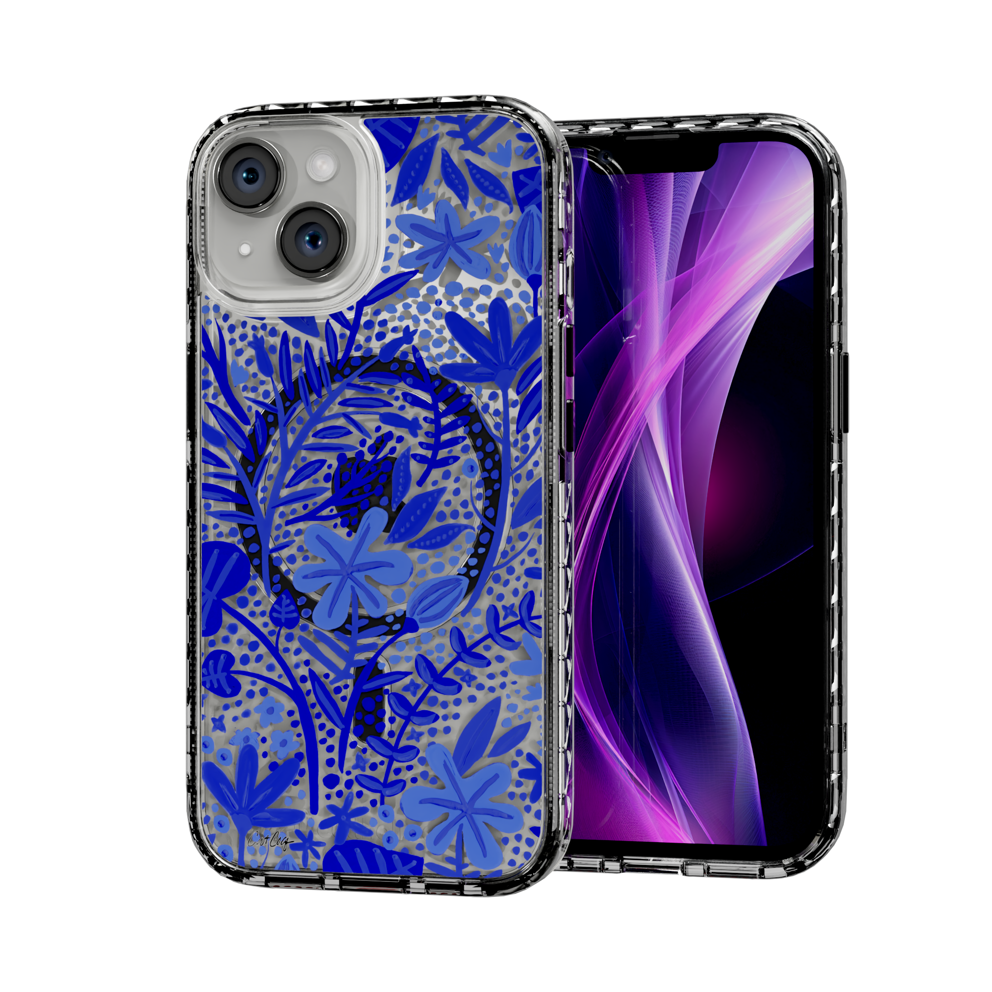 Garden Navy by CatCoq | iPhone 14 Series |  MagSafe® Case iPhone 14 / Crystal Clear