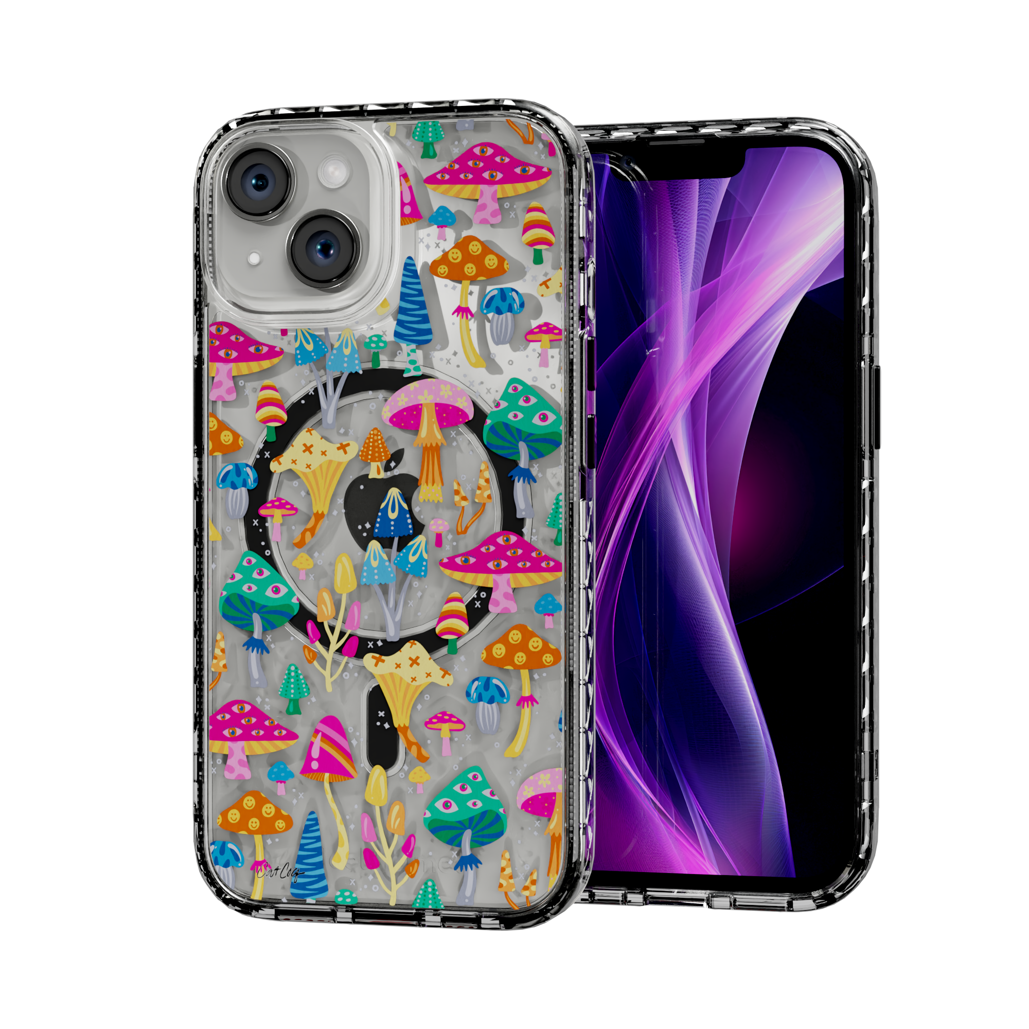 Mystic Mushrooms by CatCoq | iPhone 14 Series |  MagSafe® Case iPhone 14 / Crystal Clear