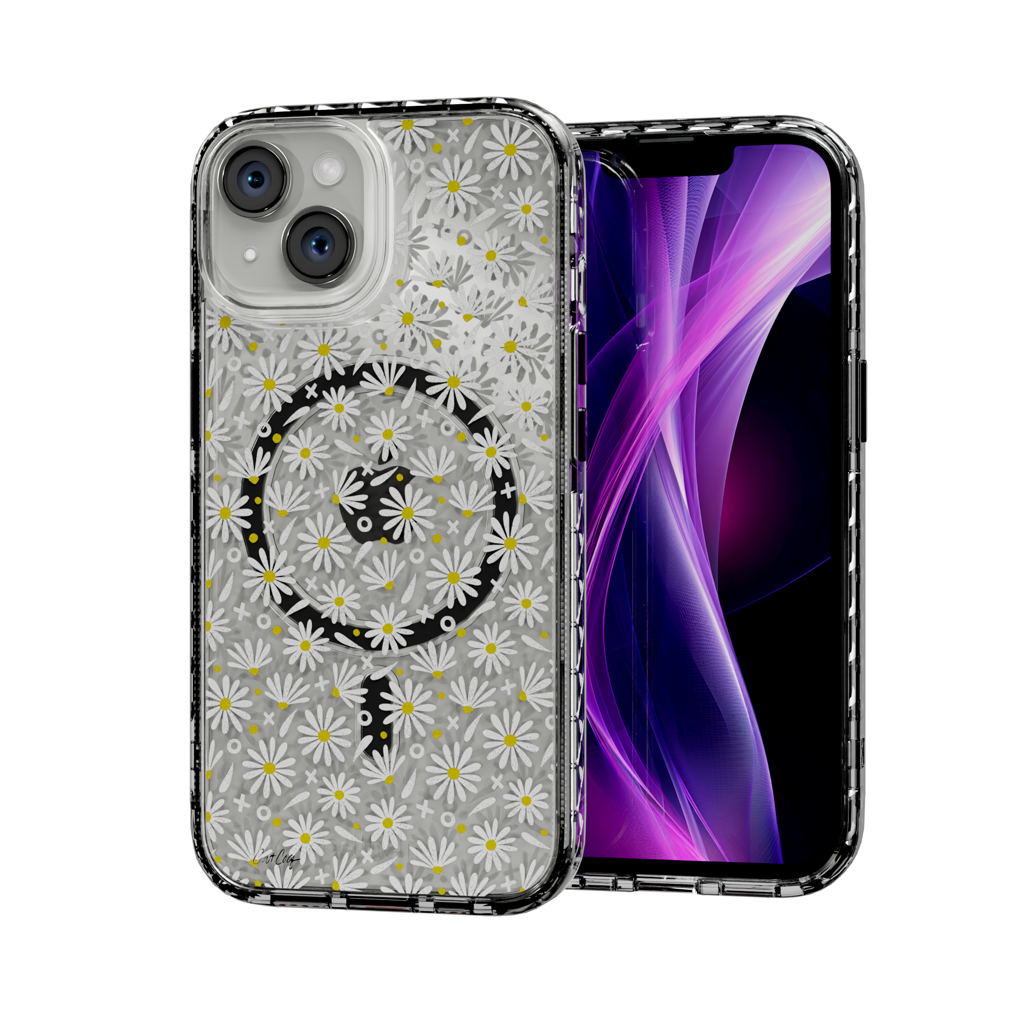 White Daisies by CatCoq | iPhone 14 Series |  MagSafe® Case iPhone 14 / Crystal Clear