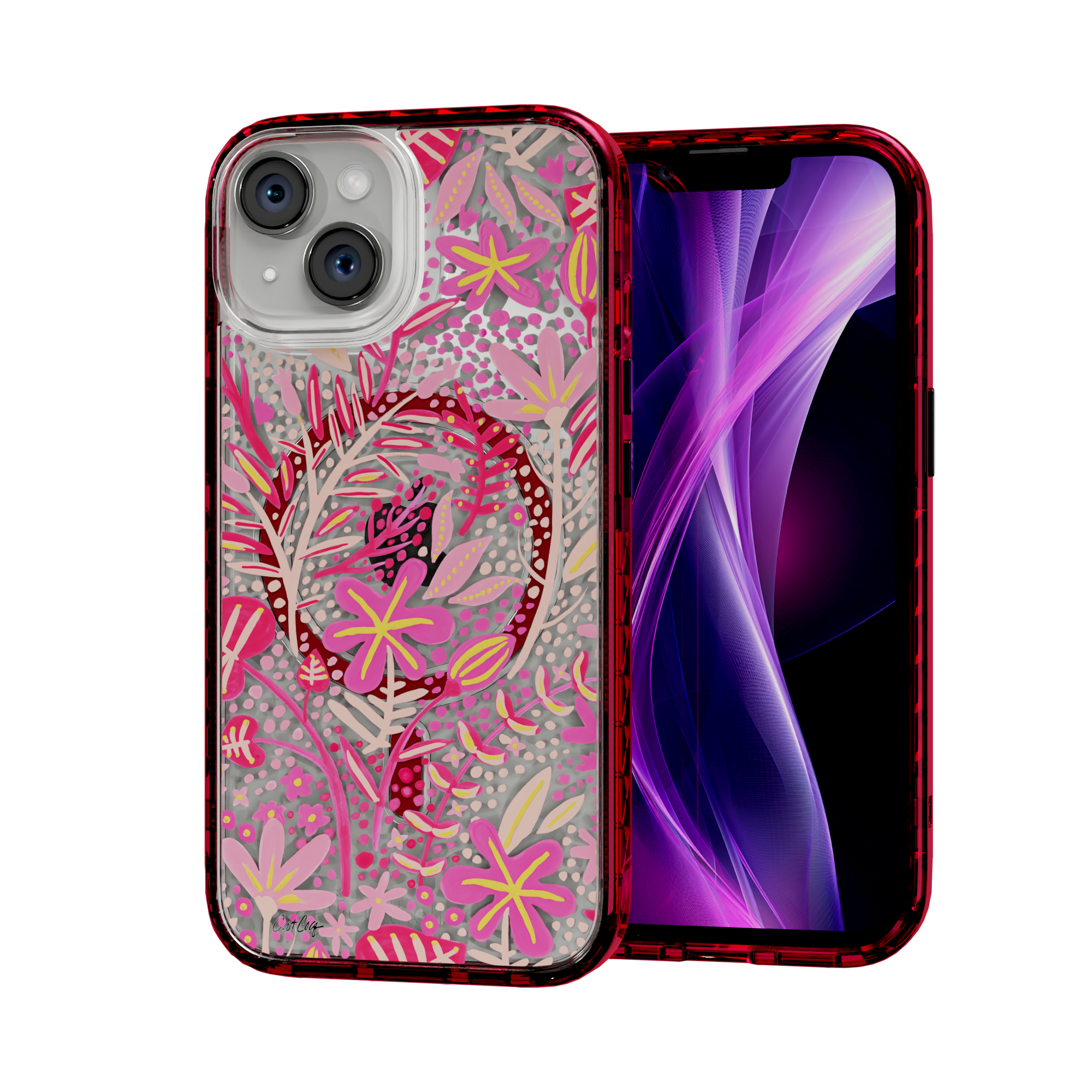 Garden Pink by CatCoq | iPhone 14 Series |  MagSafe® Case iPhone 14 / Turbo Red