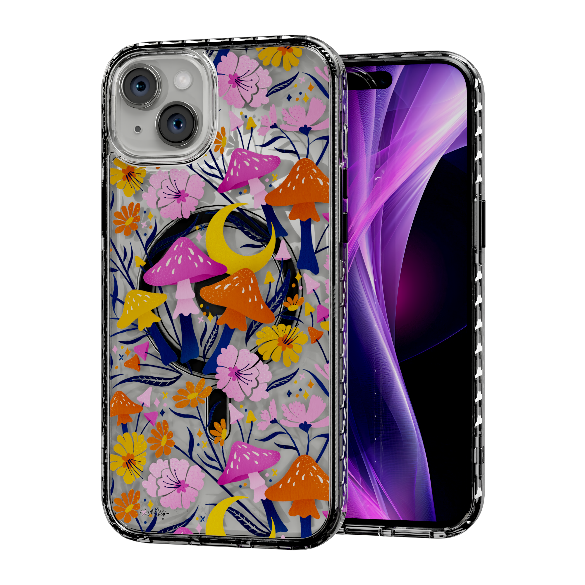 Blooms and Shrooms by CatCoq | iPhone 14 Series |  MagSafe® Case iPhone 14 Plus / Crystal Clear