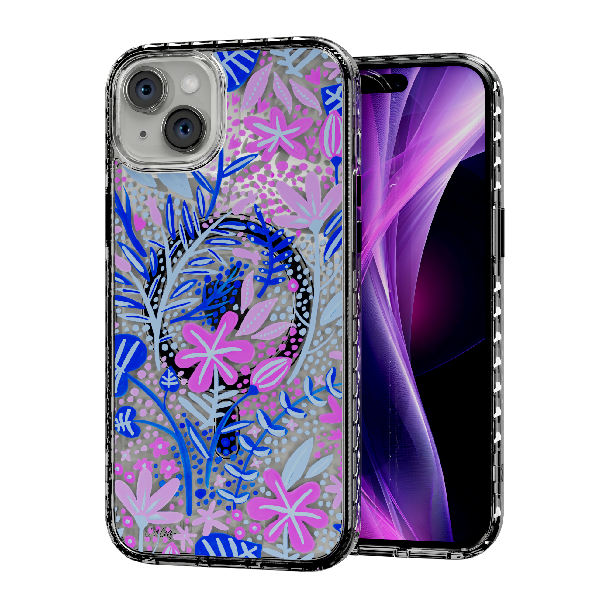 Garden Indigo by CatCoq | iPhone 14 Series |  MagSafe® Case iPhone 14 Plus / Crystal Clear