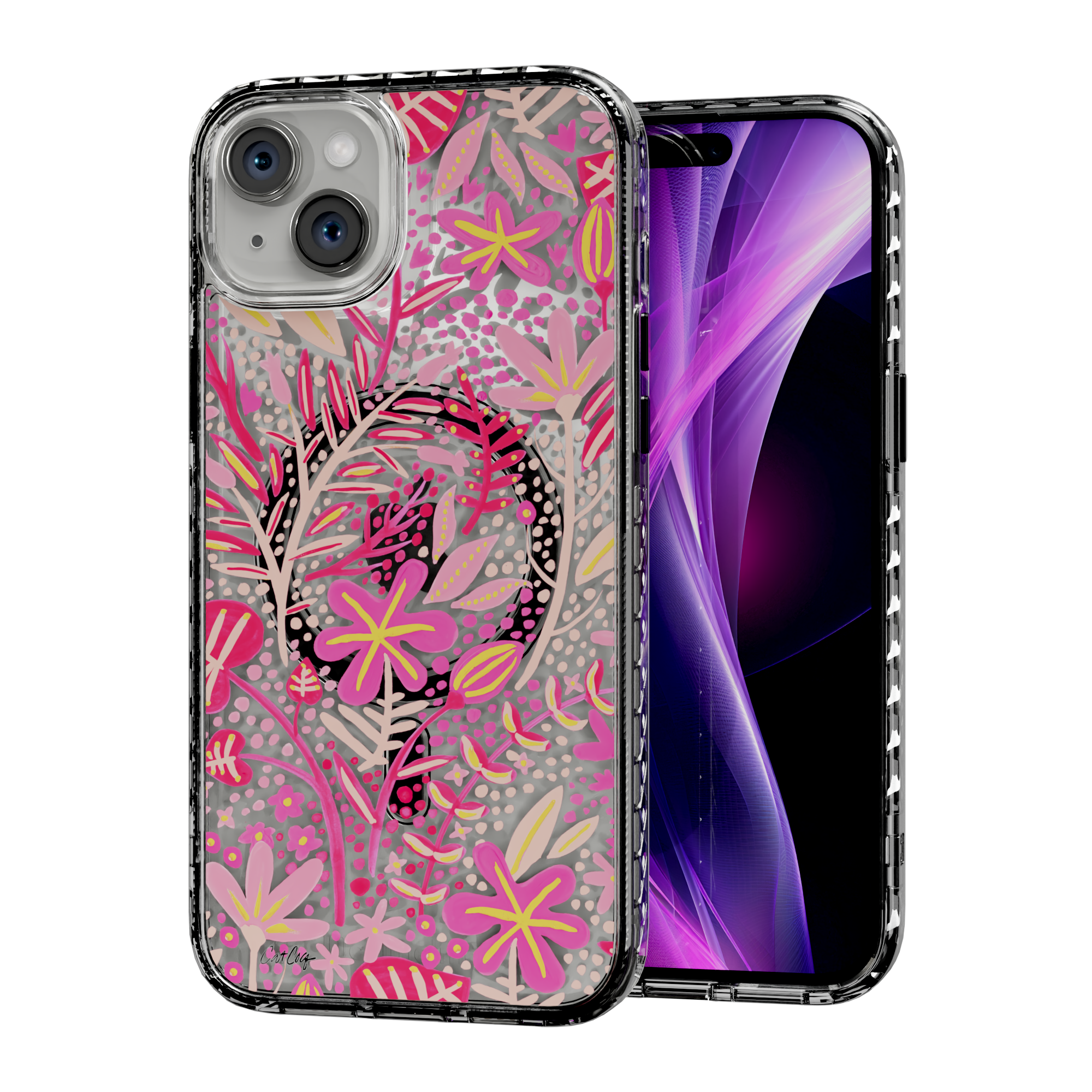 Garden Pink by CatCoq | iPhone 14 Series |  MagSafe® Case iPhone 14 Plus / Crystal Clear