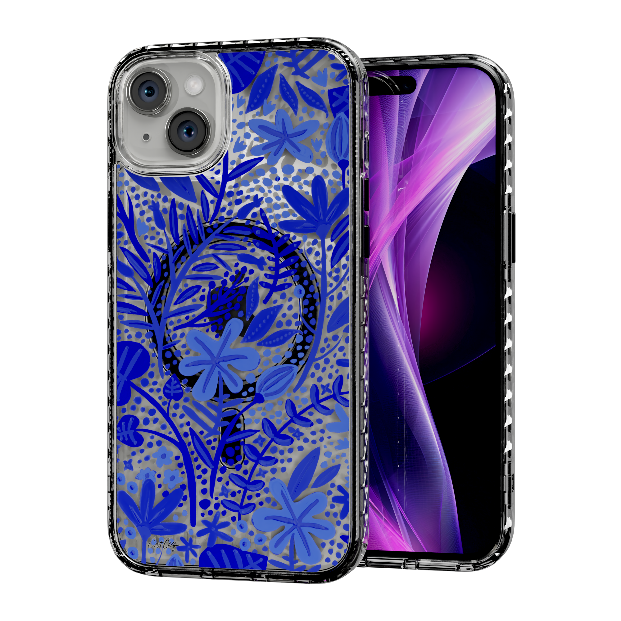 Garden Navy by CatCoq | iPhone 14 Series |  MagSafe® Case iPhone 14 Plus / Crystal Clear