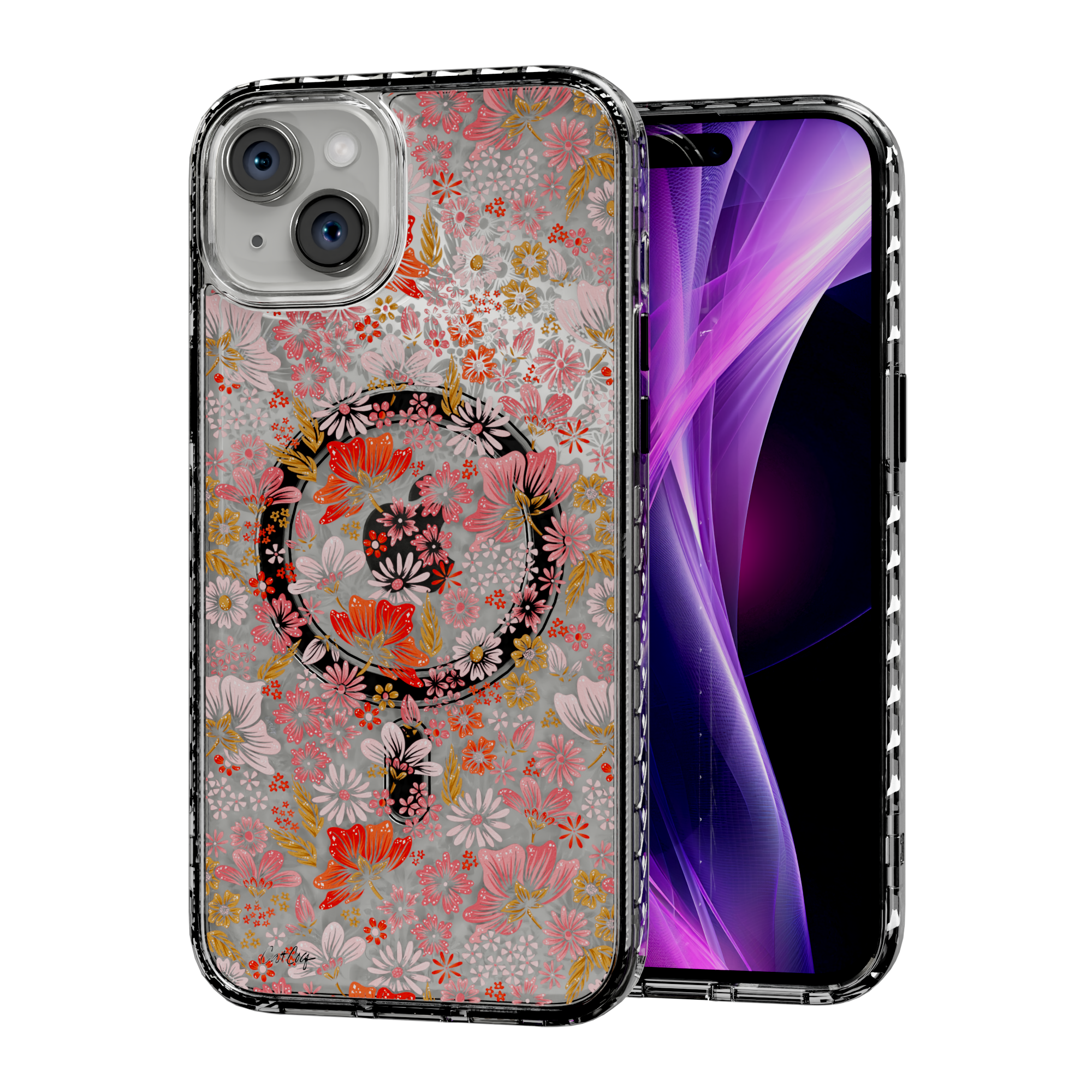 Retro Flower by CatCoq | iPhone 14 Series |  MagSafe® Case iPhone 14 Plus / Crystal Clear