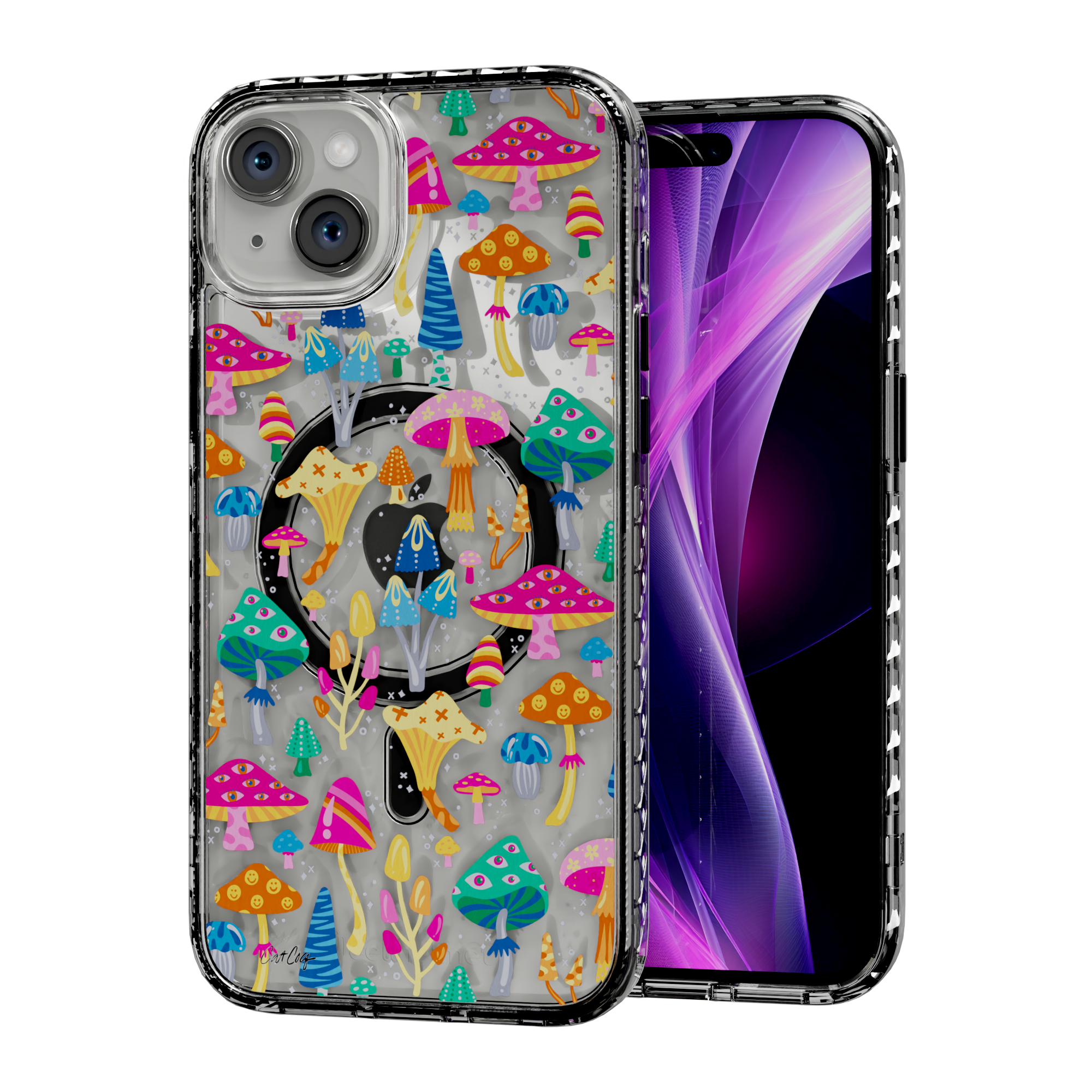 Mystic Mushrooms by CatCoq | iPhone 14 Series |  MagSafe® Case iPhone 14 Plus / Crystal Clear